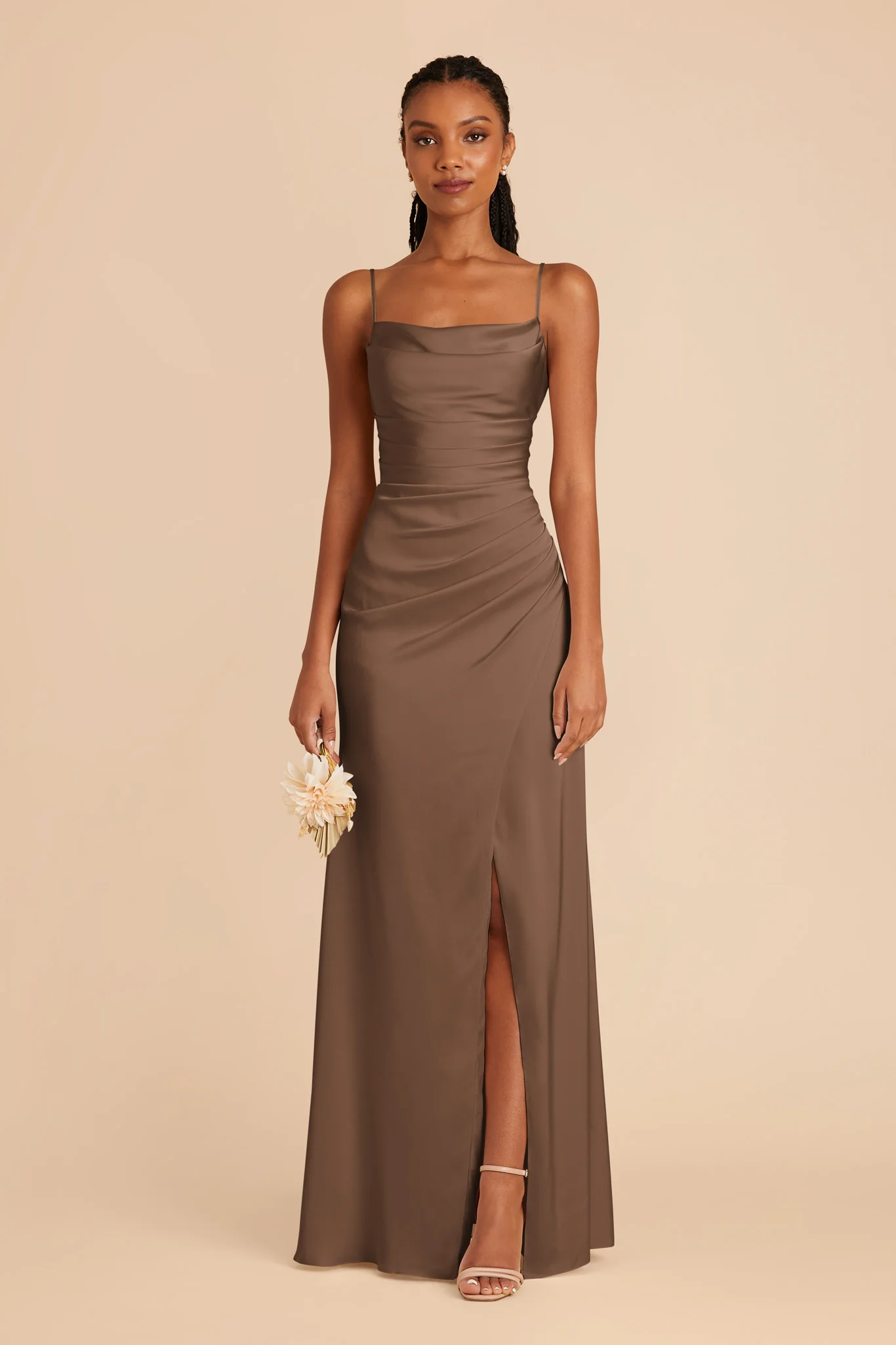 Lydia Matte Satin Dress - Mocha - necksoother