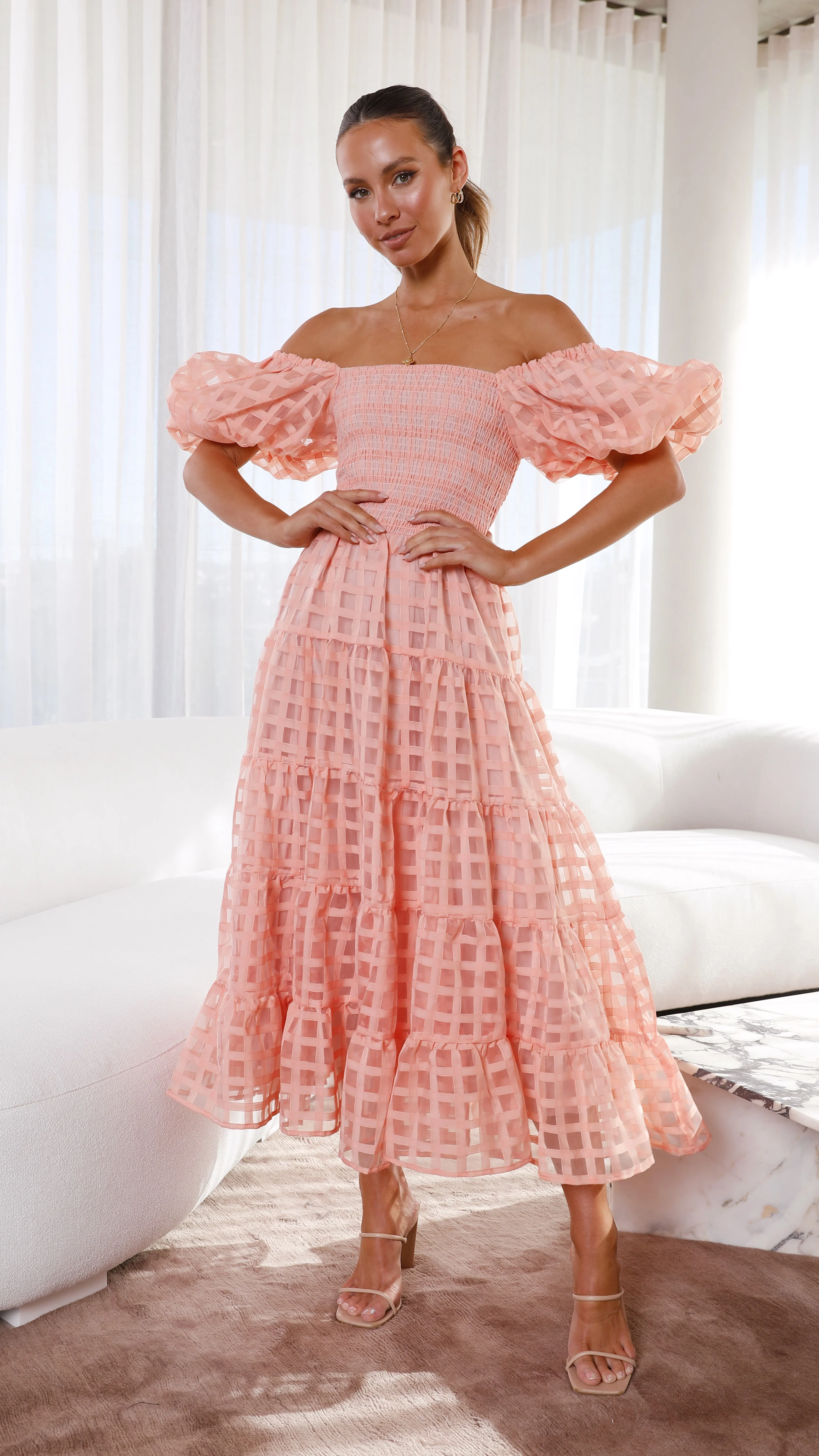 Deemi Maxi Dress - Peach - necksoother