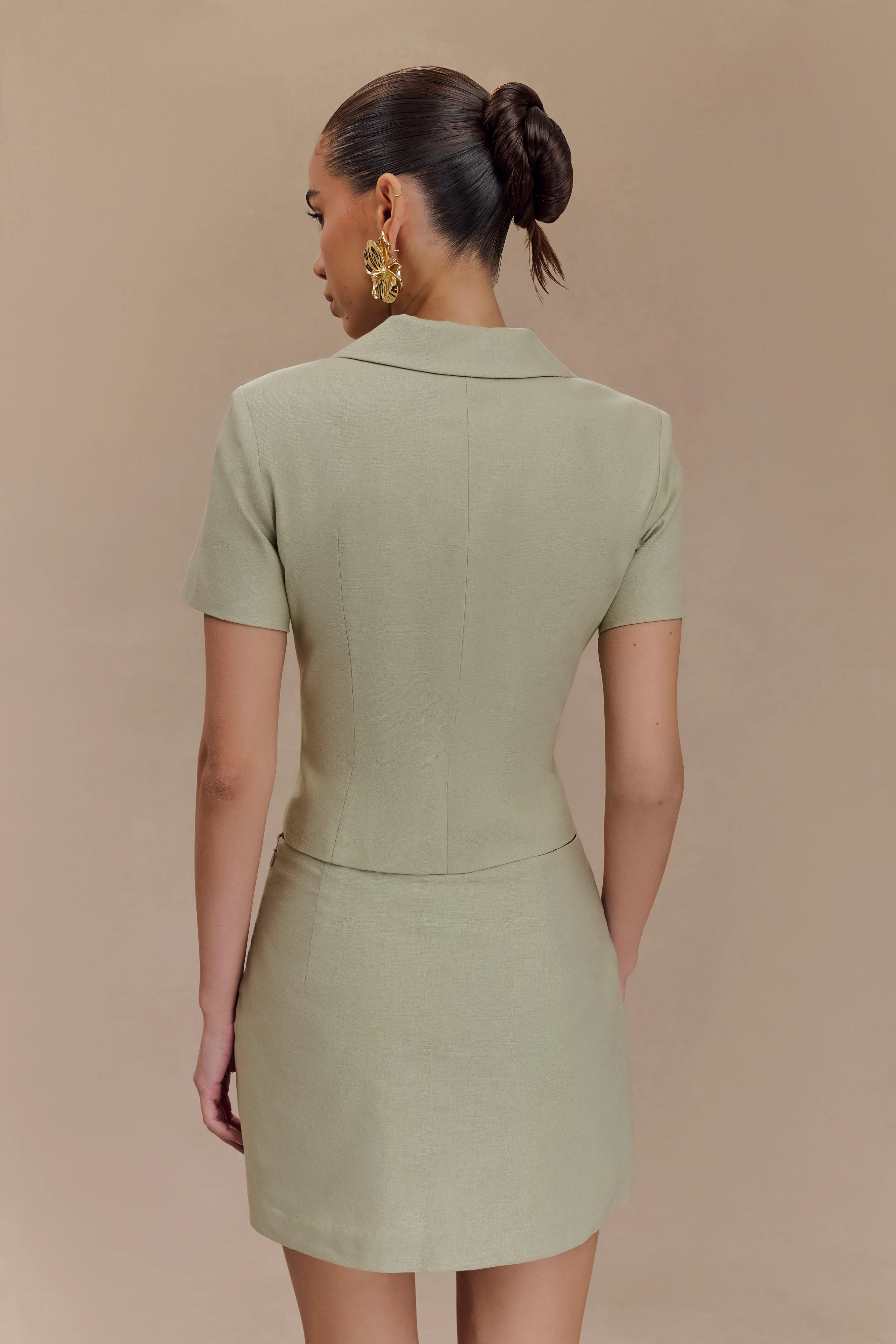 Ciara Linen Jacket - Basil - necksoother