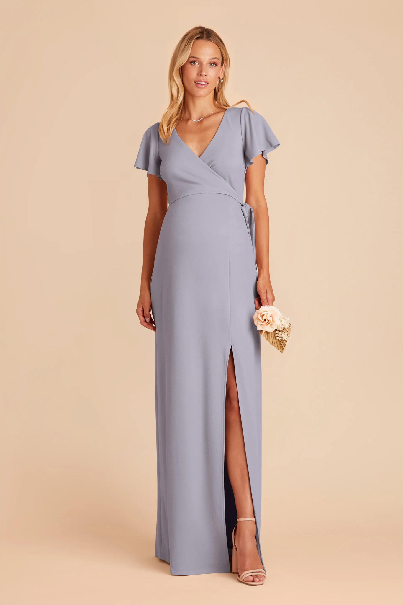 Yolanda Crepe Dress - Dusty Blue - necksoother