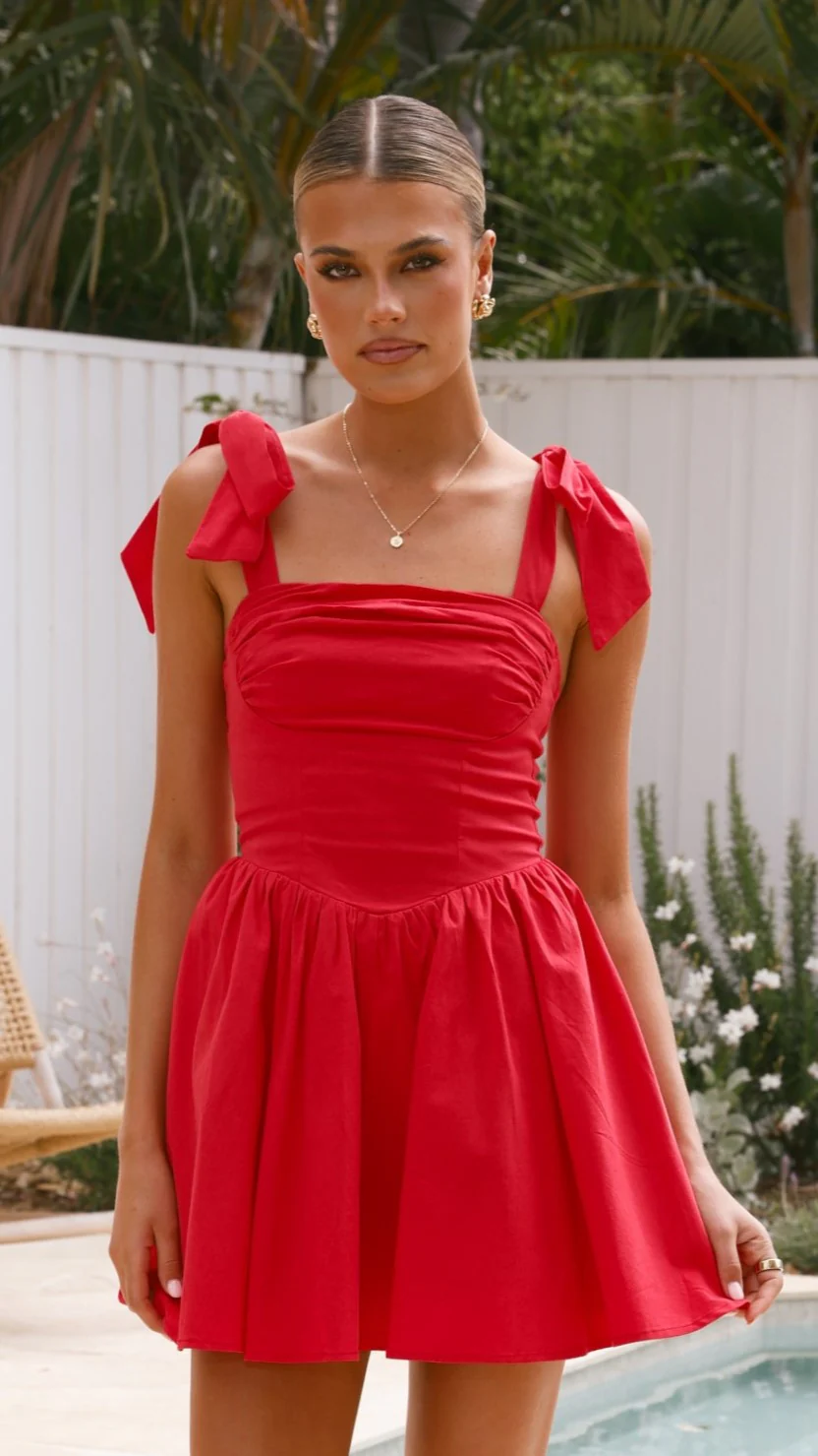 Haisley Mini Dress - Red - necksoother
