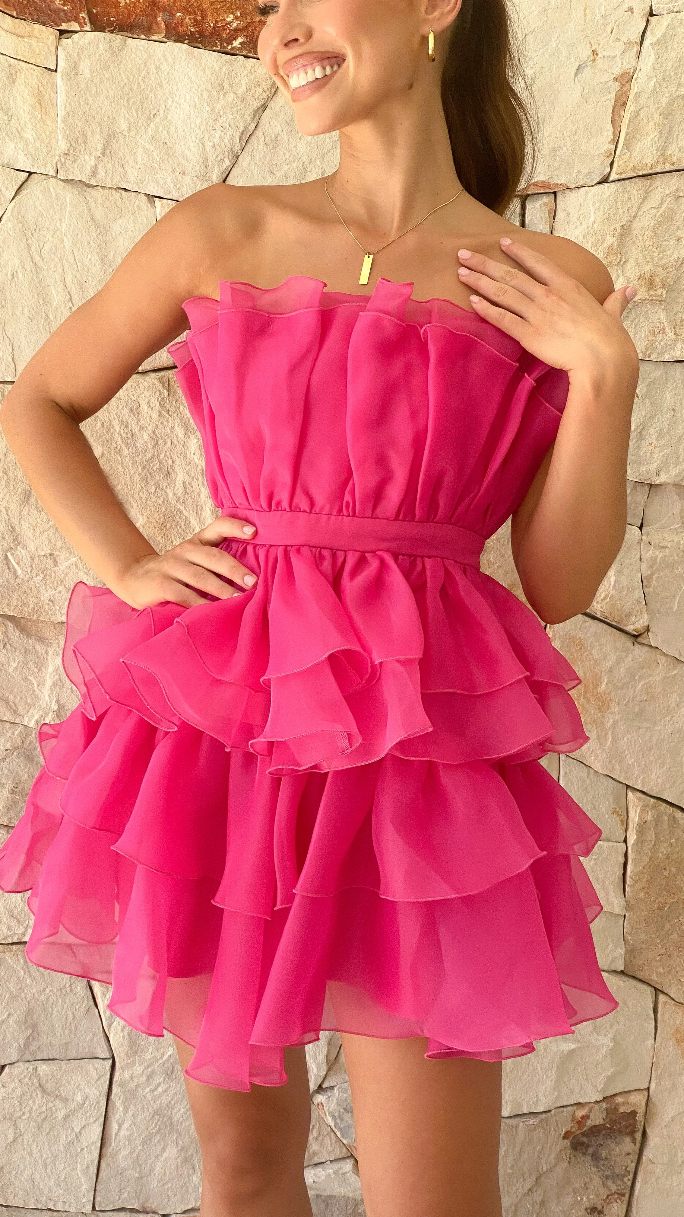 Vallerina Mini Dress - Pink - necksoother