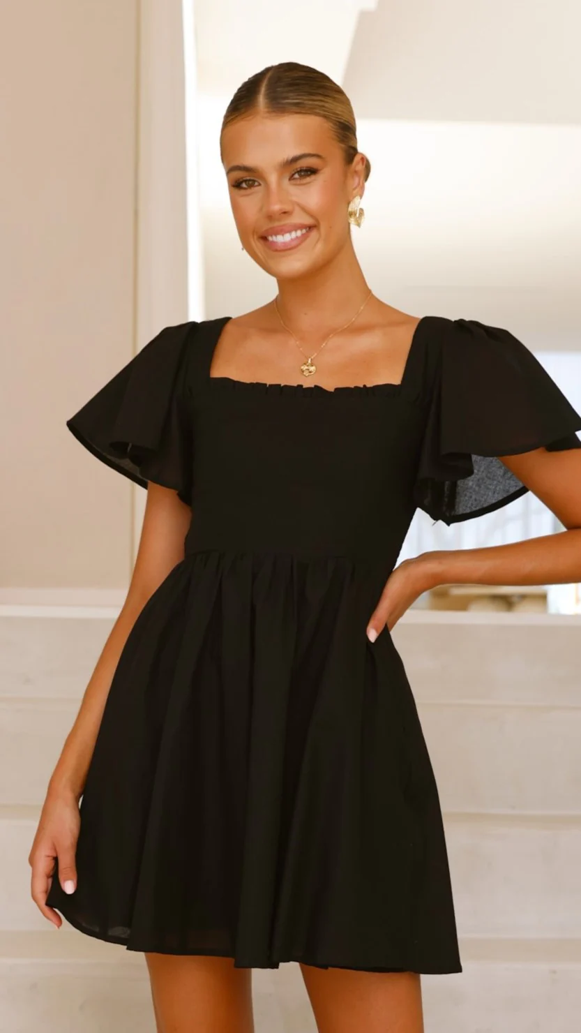 Pasha Mini Dress - Black - necksoother