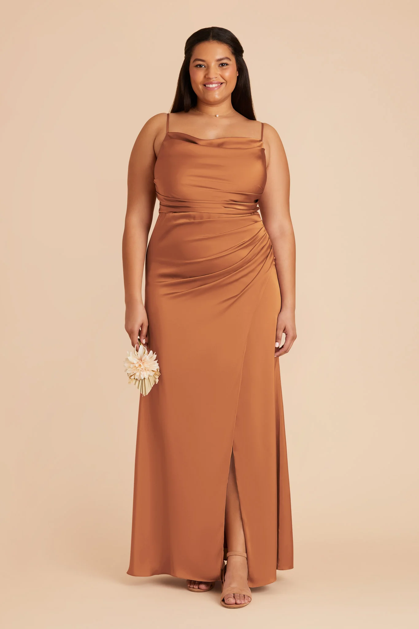 Lydia Matte Satin Dress - Rust - necksoother