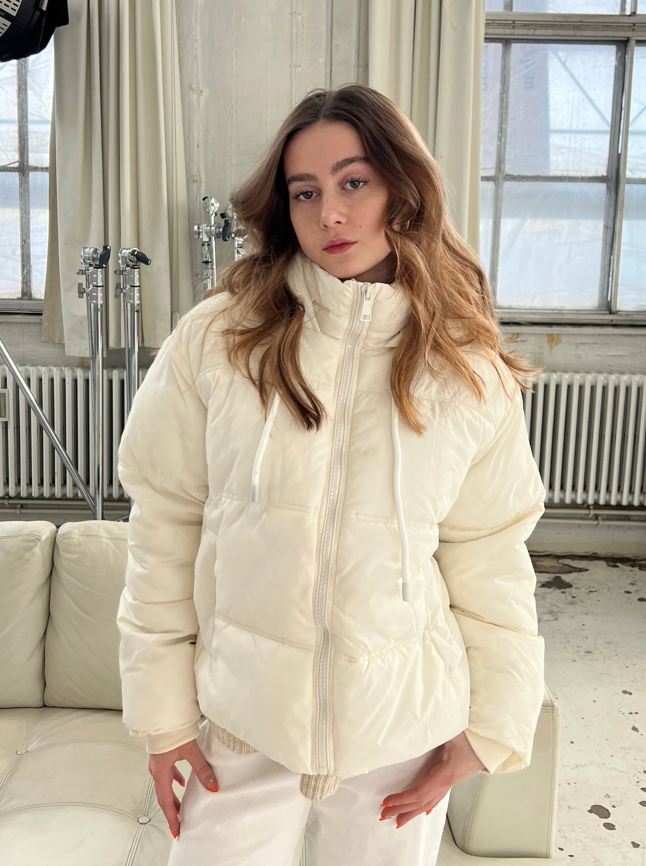 Damla puffer jacket - White - necksoother