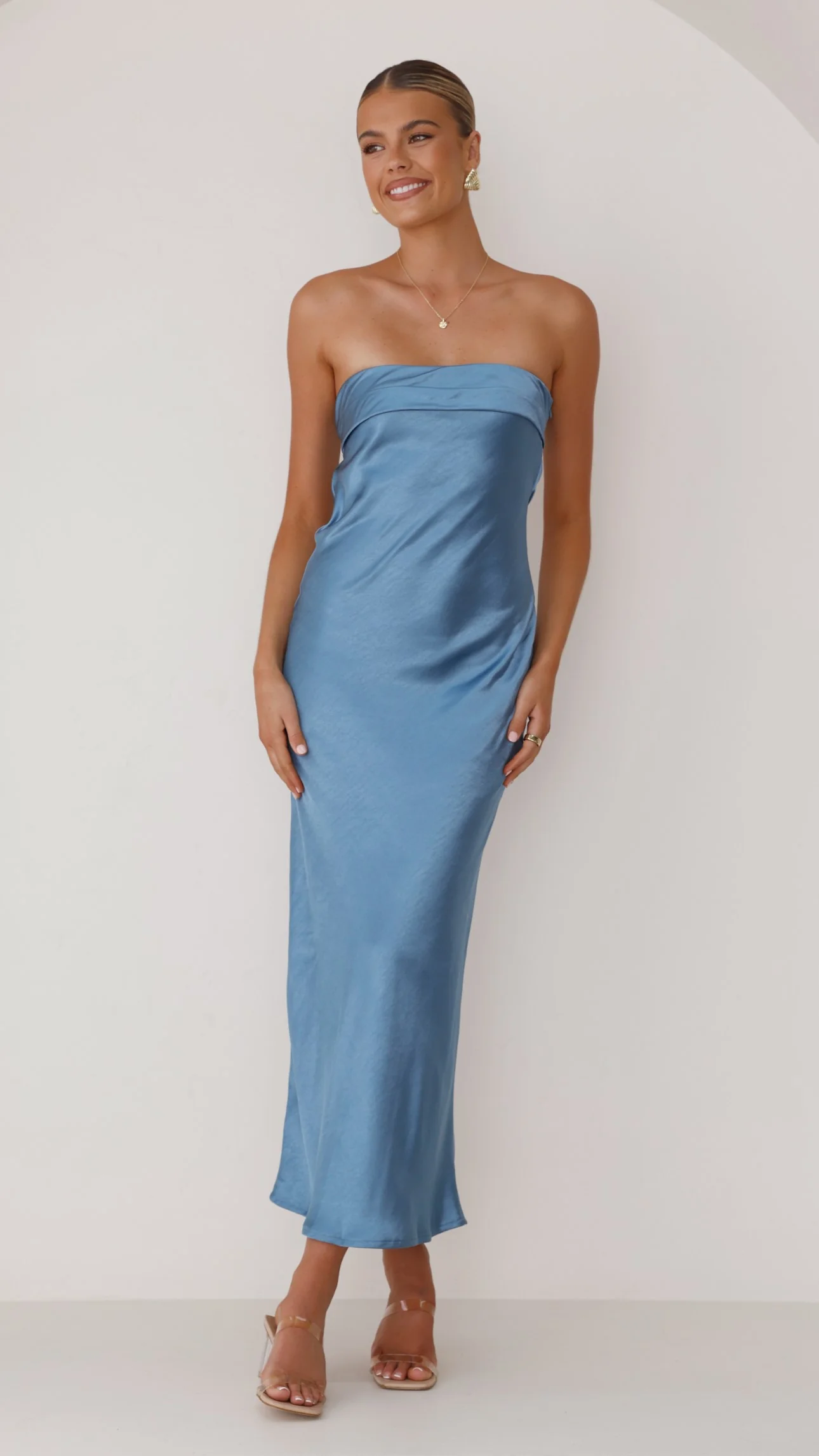 Gisele Maxi Dress - Steel Blue - necksoother