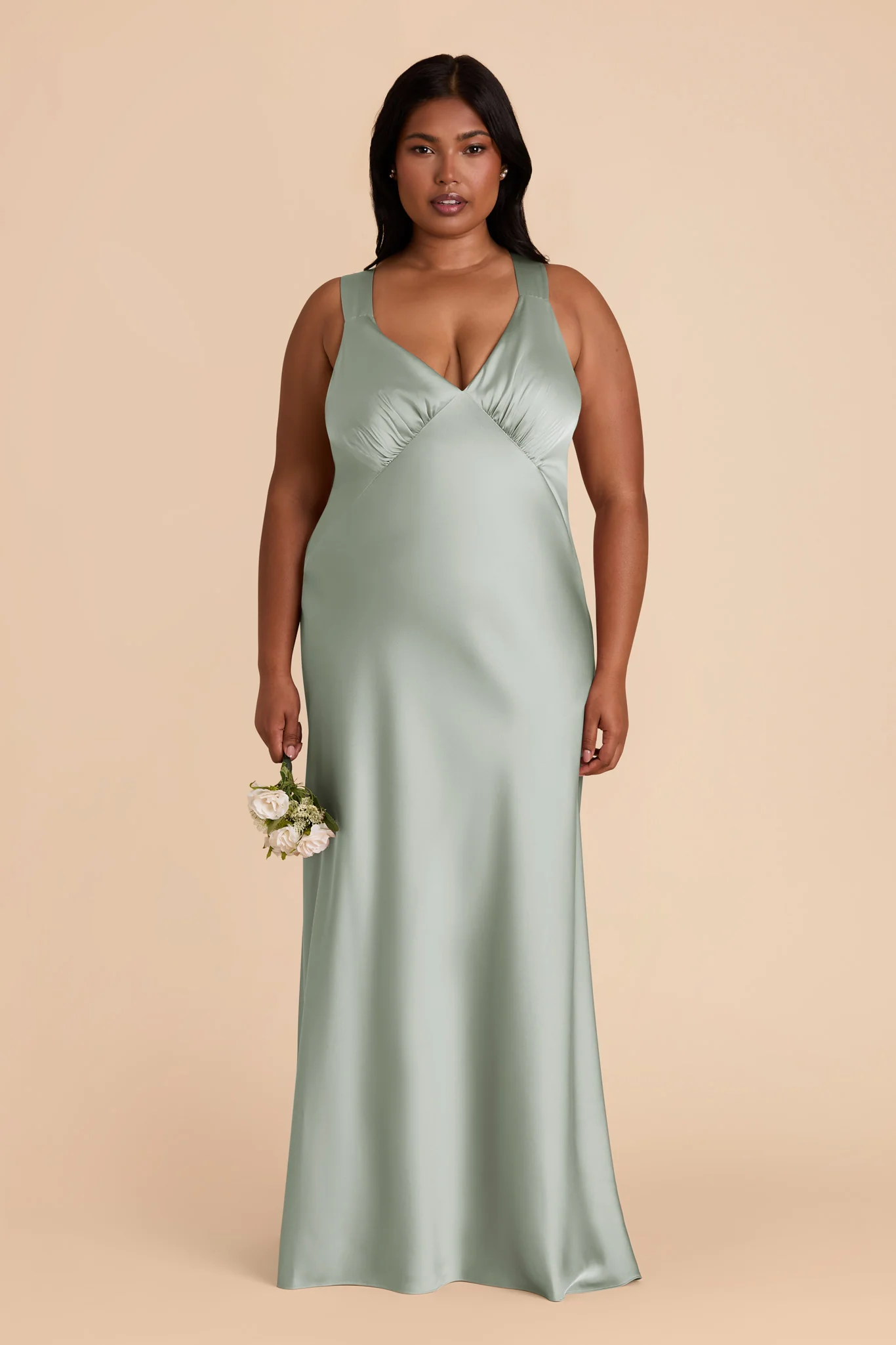 Veronica Matte Satin Dress - Sage - necksoother