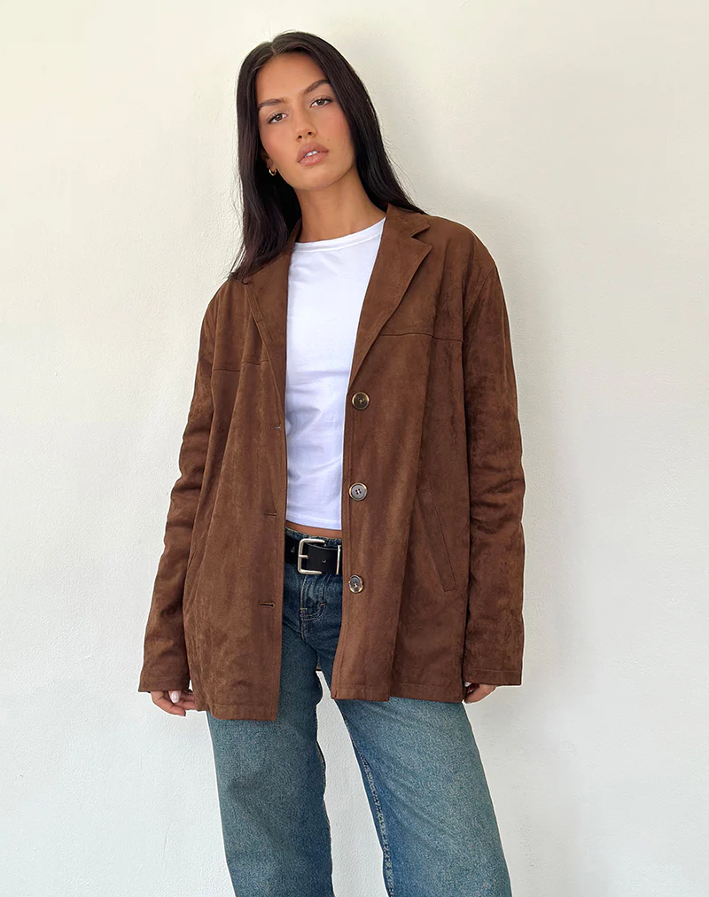 Wita Jacket in Suede Brown - necksoother