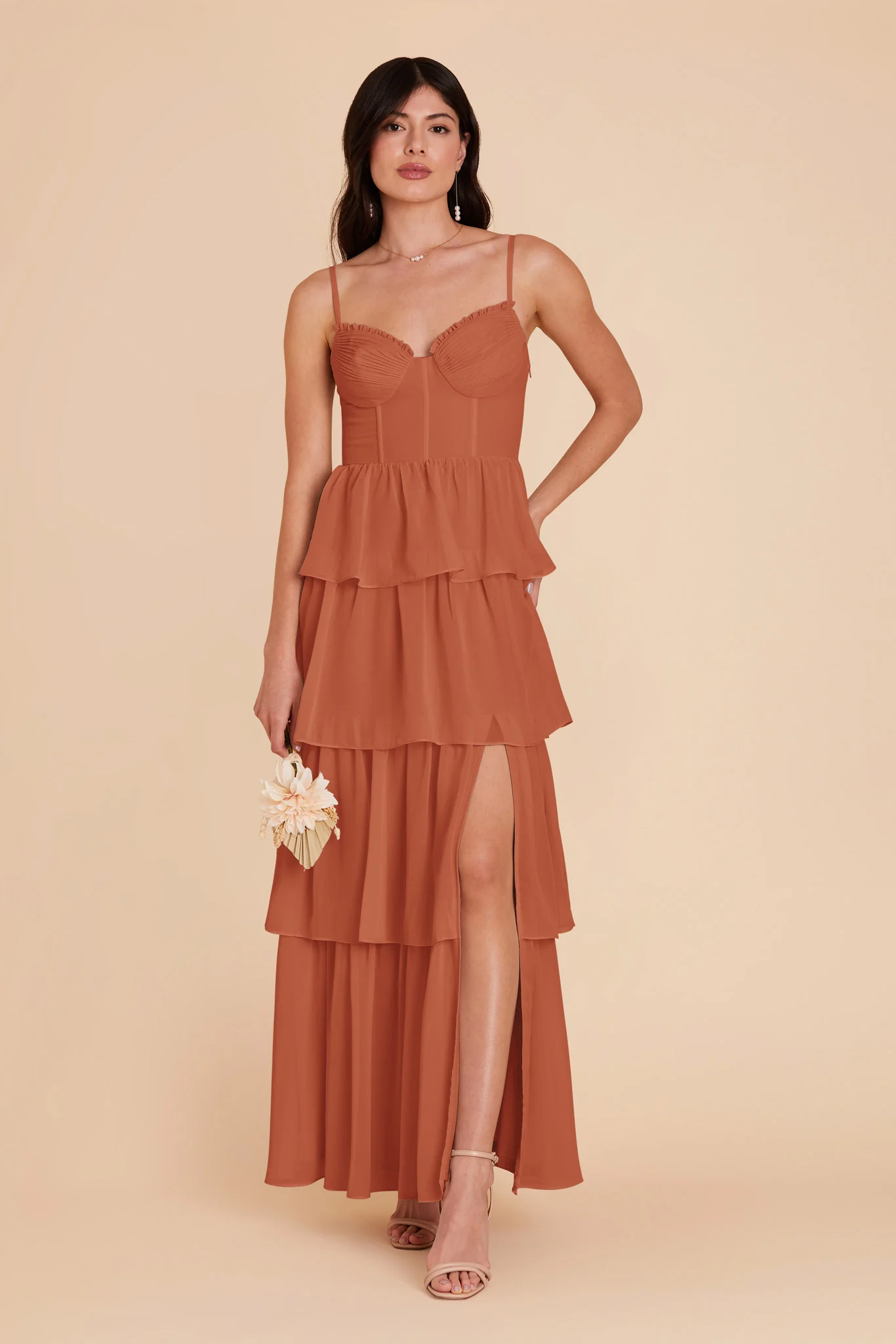 Lola Chiffon Dress - Terracotta - necksoother