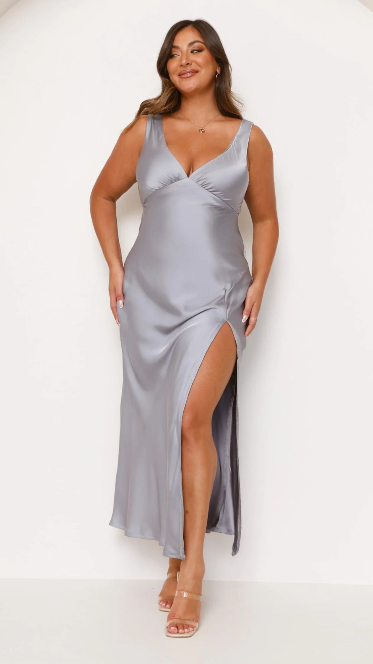 Taylor Maxi Dress - Steel Blue - necksoother