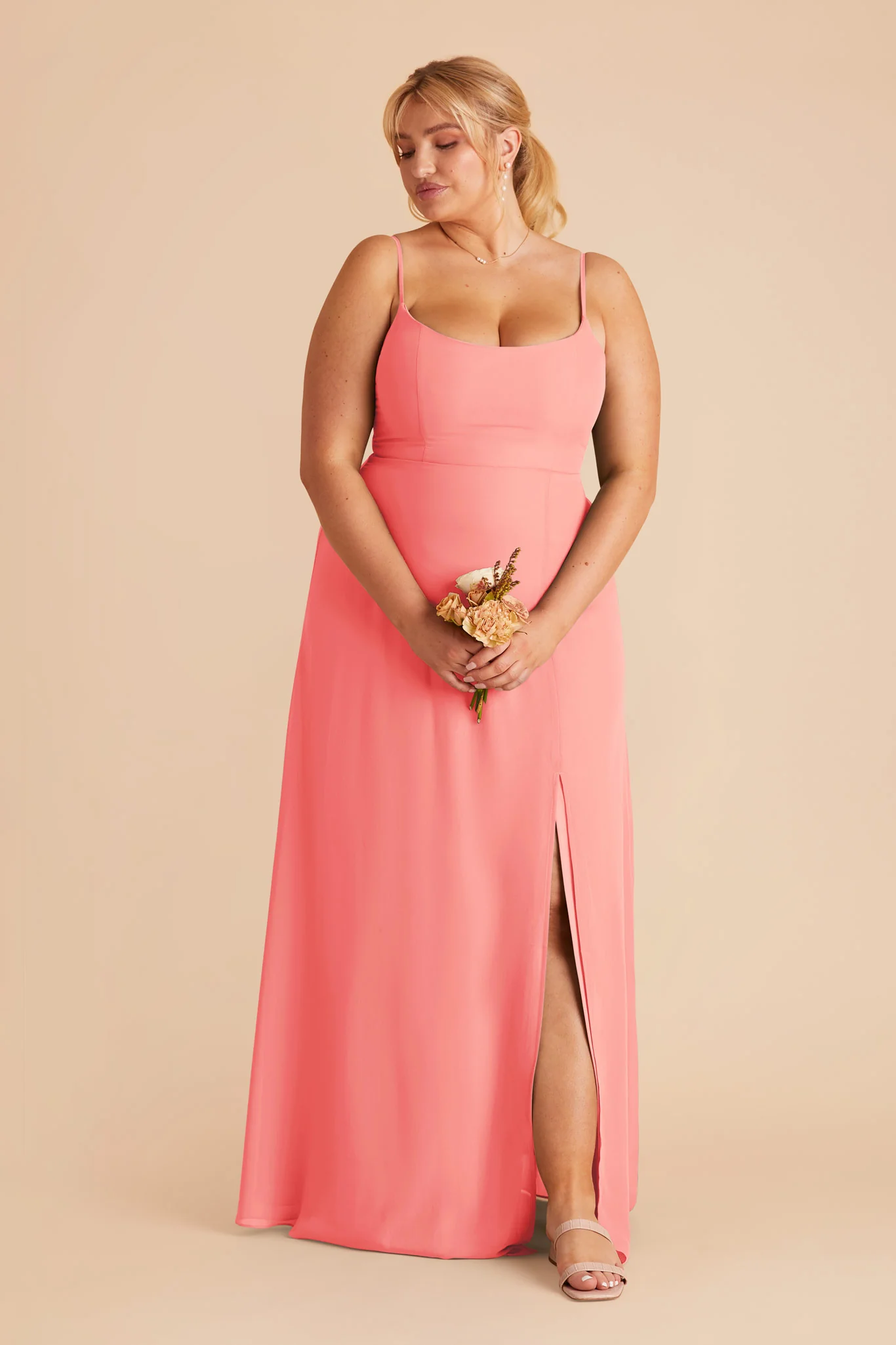 Amy Chiffon Dress - Coral Pink - necksoother