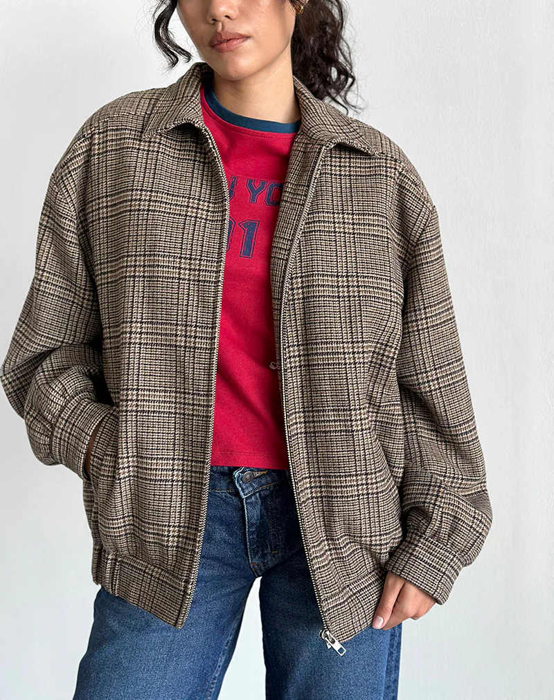 Kassira Jacket in Tonal Brown Check - necksoother