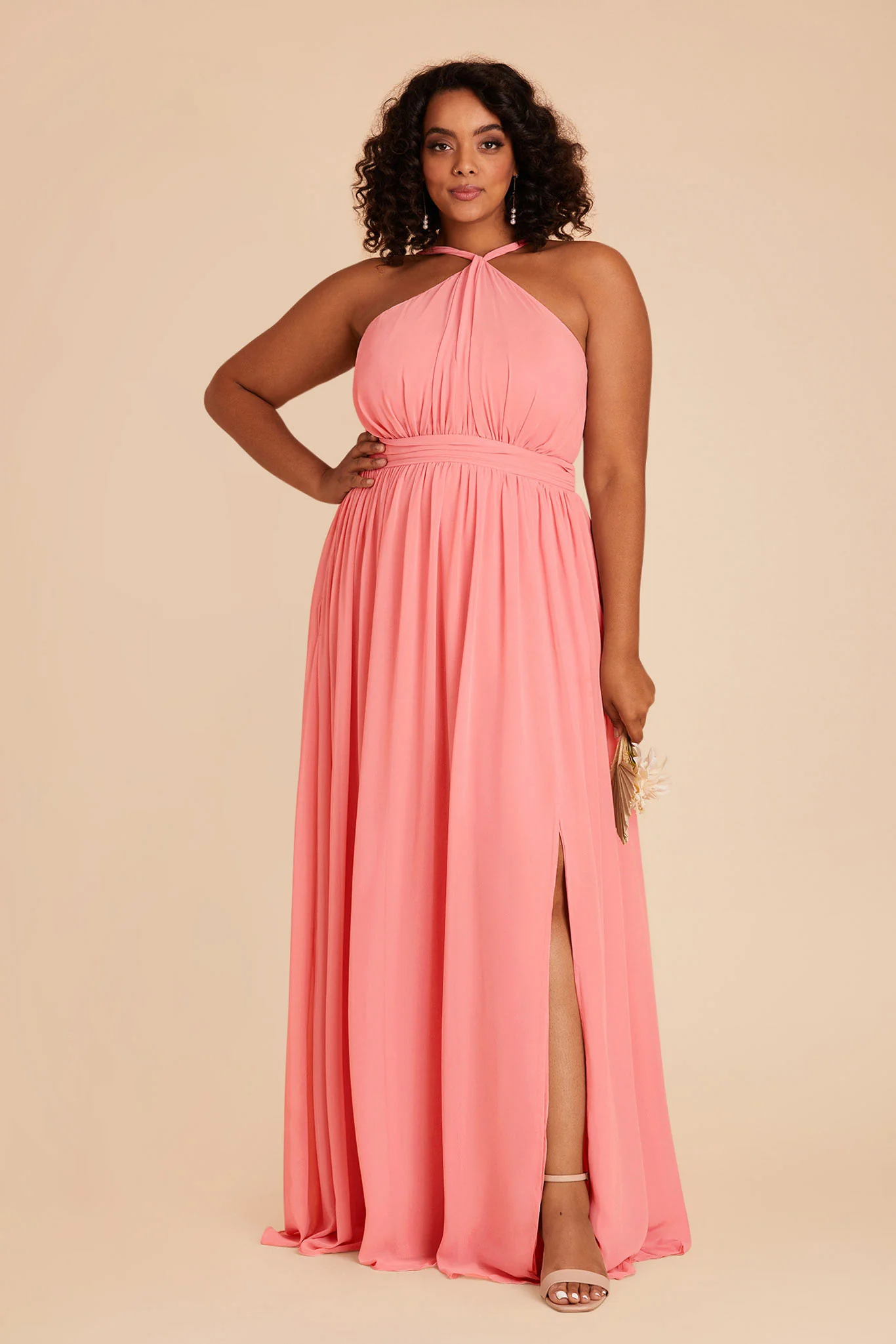 Kiko Chiffon Dress - Coral Pink - necksoother