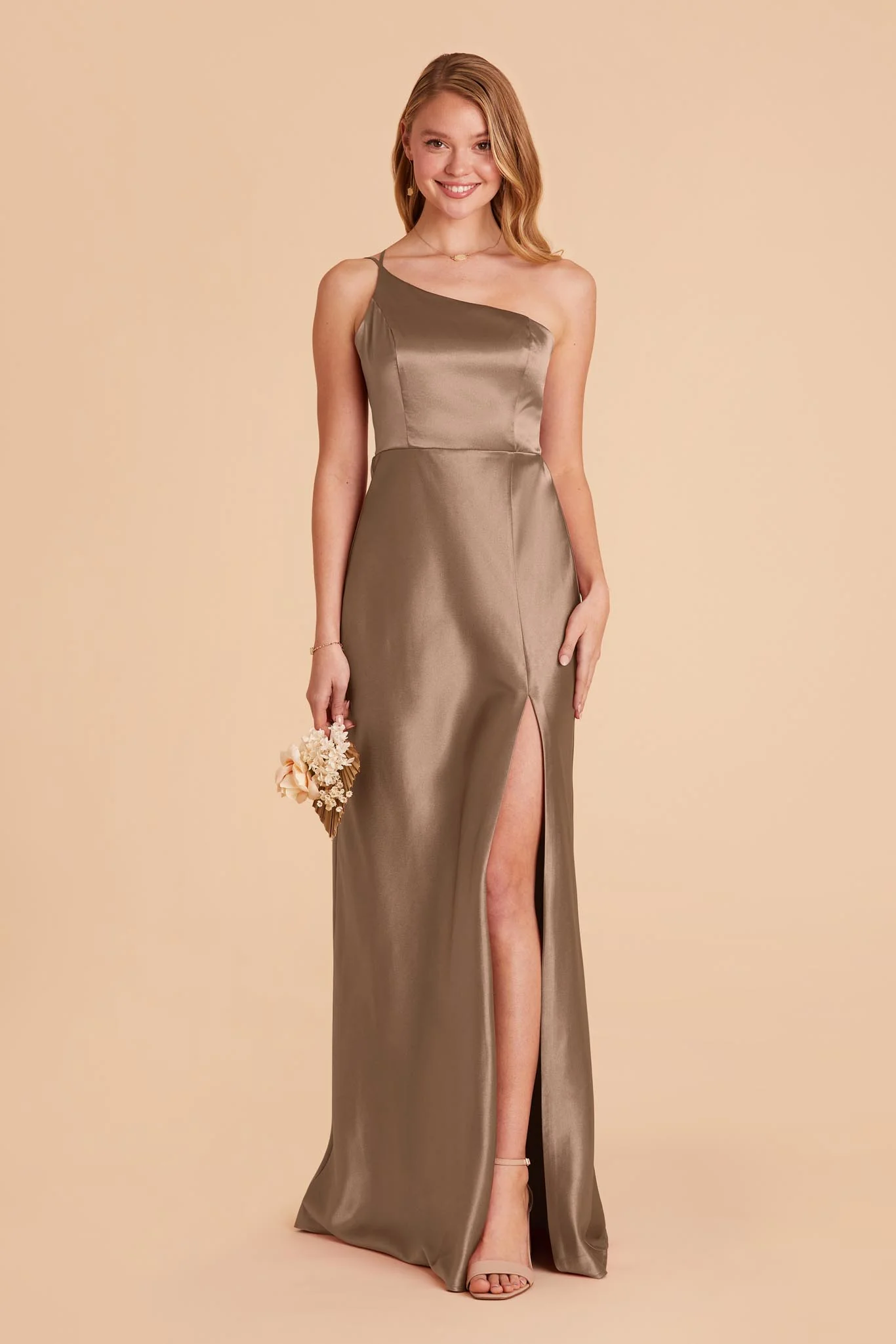 Kensie Shiny Satin Dress - Mocha - necksoother