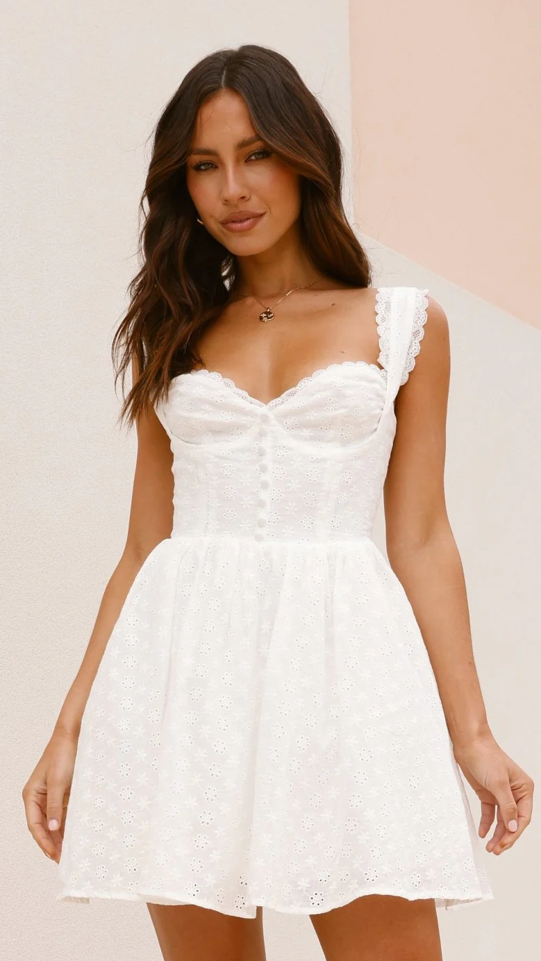 Kaiya Mini Dress - White - necksoother