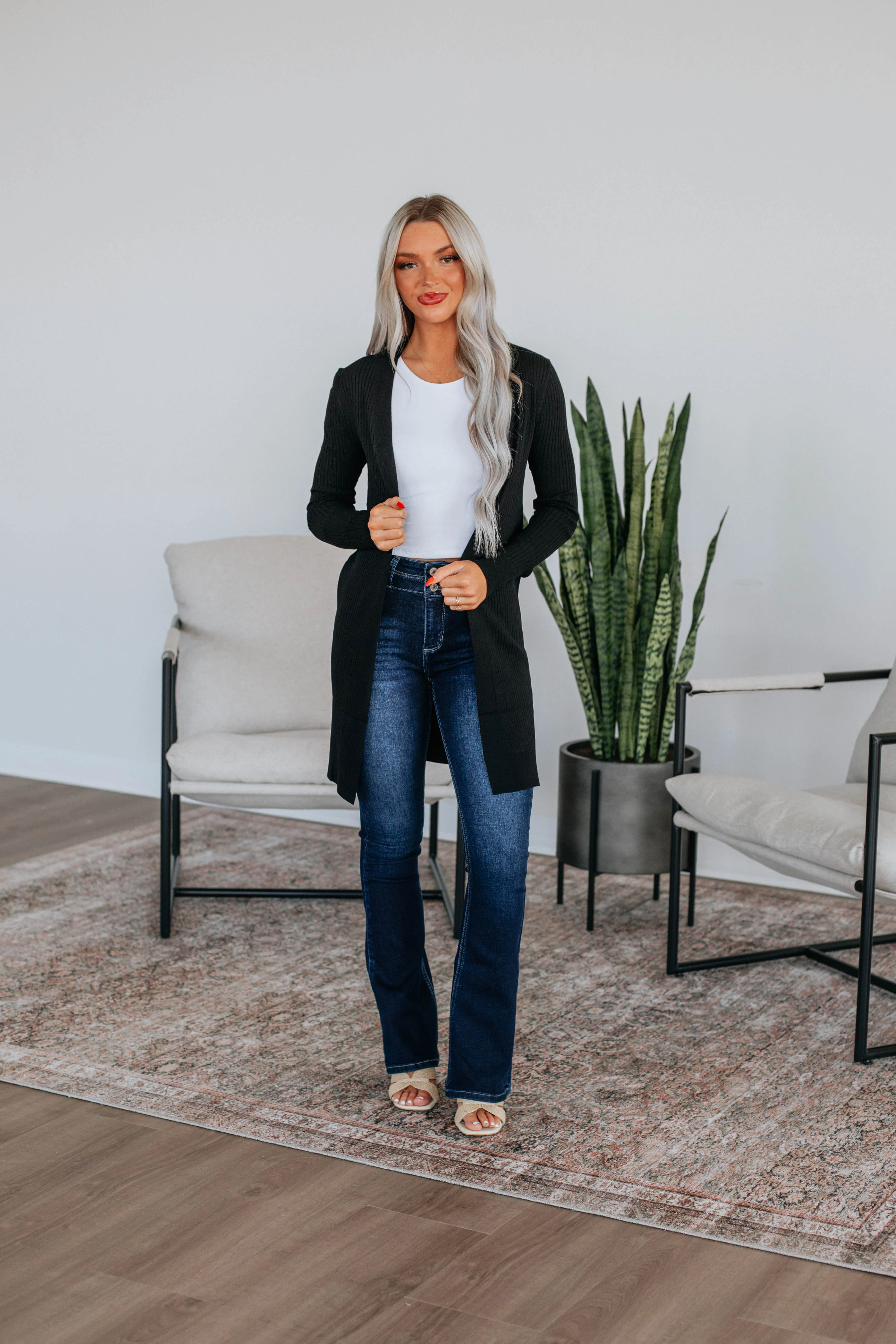 Maylin Ribbed Cardigan - Black - necksoother