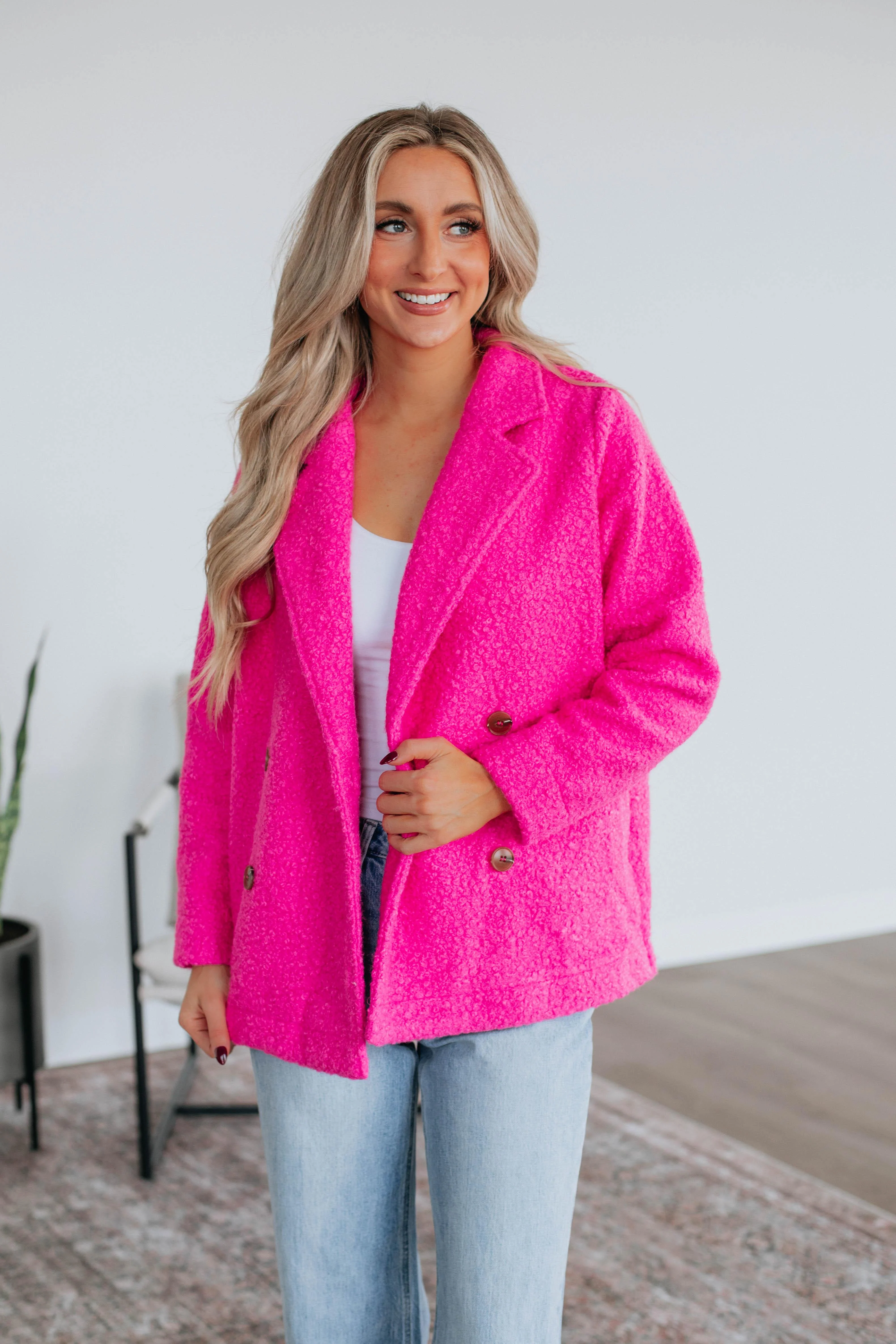 Ania Teddy Coat - Fuchsia - necksoother