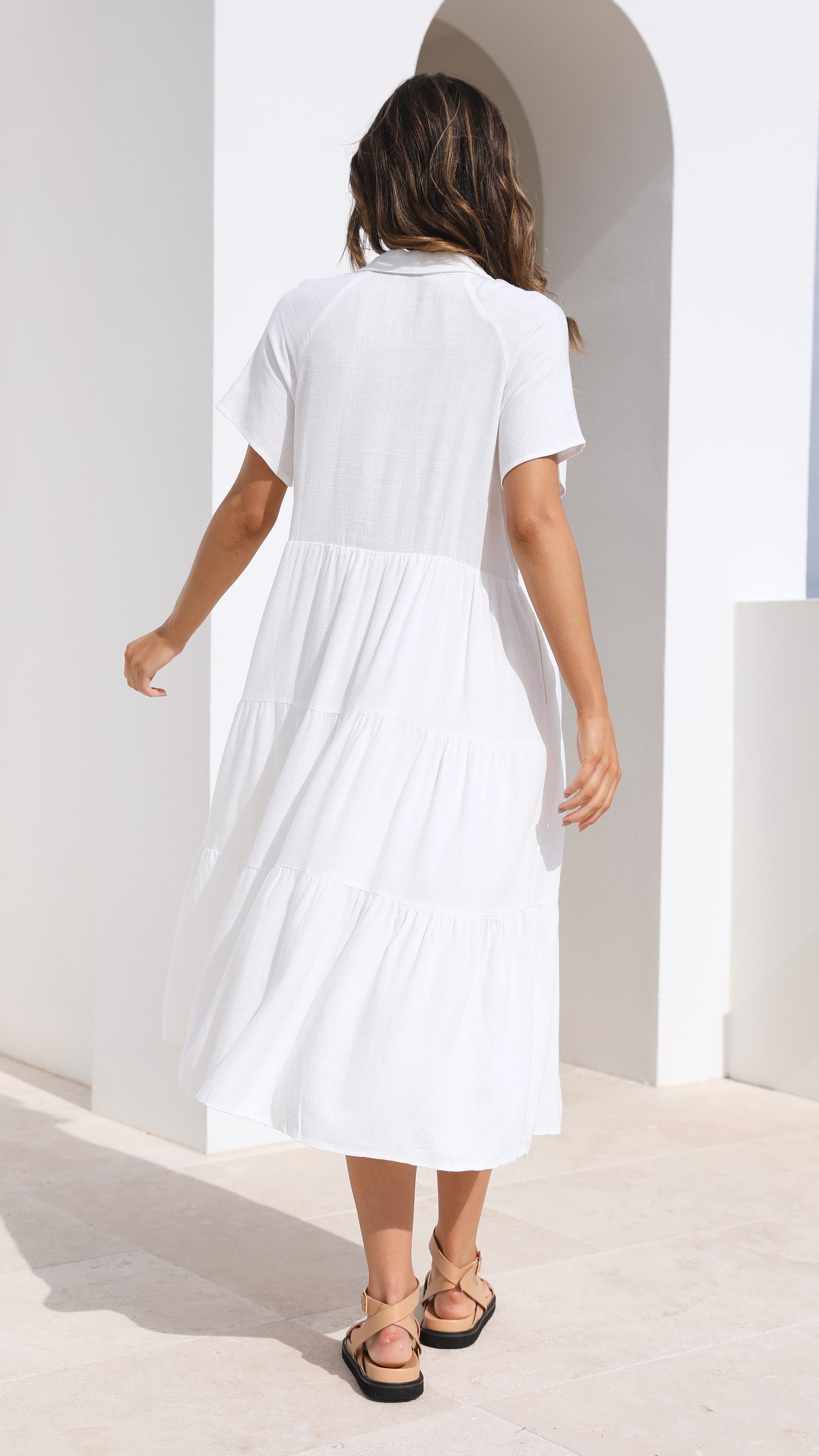 Kimberly Midi Dress - White - necksoother