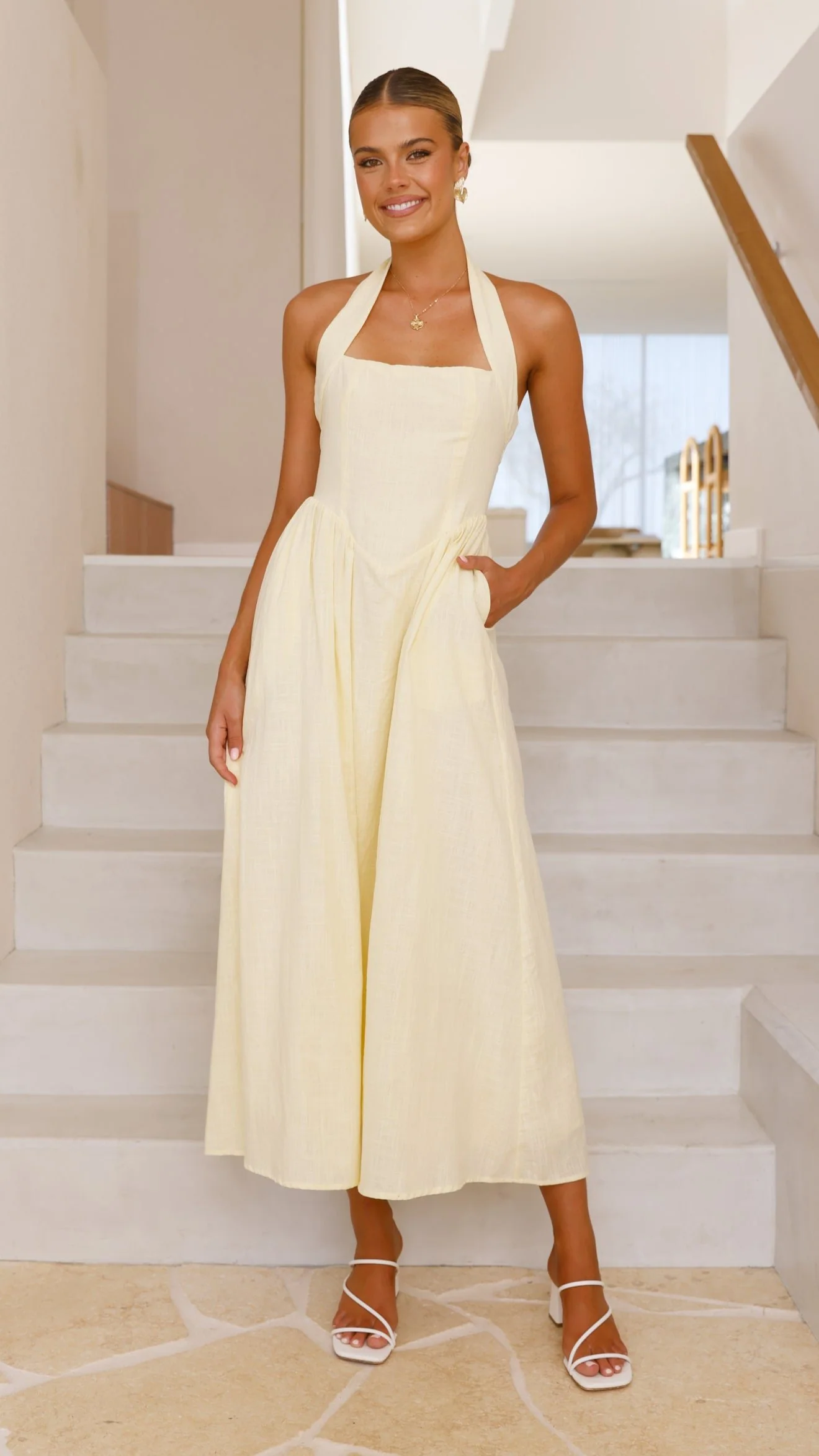 Caden Maxi Dress - Lemon - necksoother