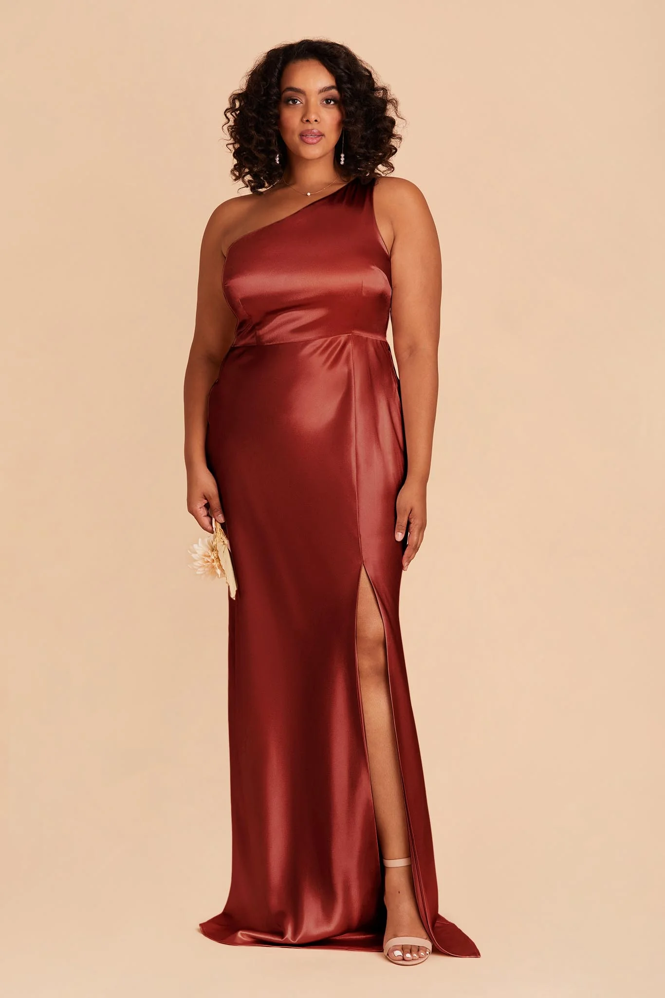 Kira Shiny Satin Dress - Spice - necksoother