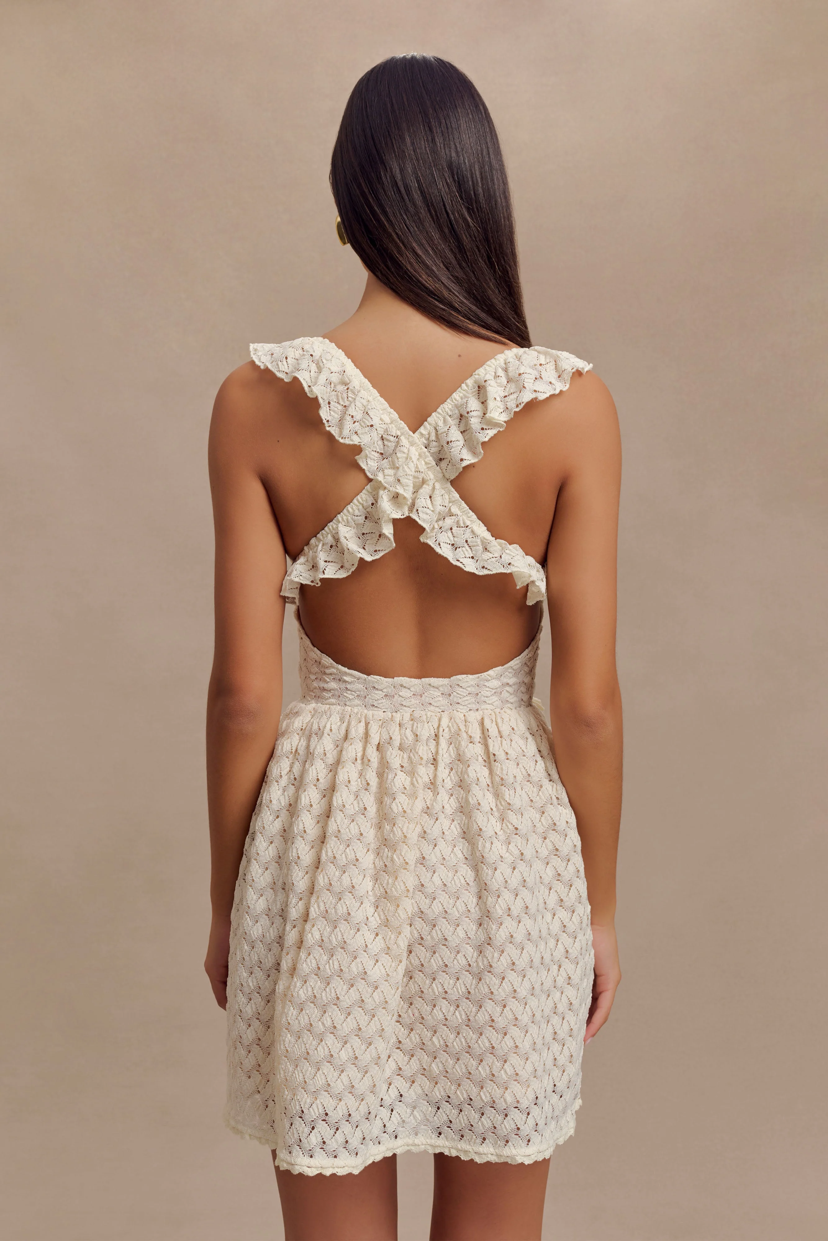 Ezra Lace Mini Dress - Ivory - necksoother