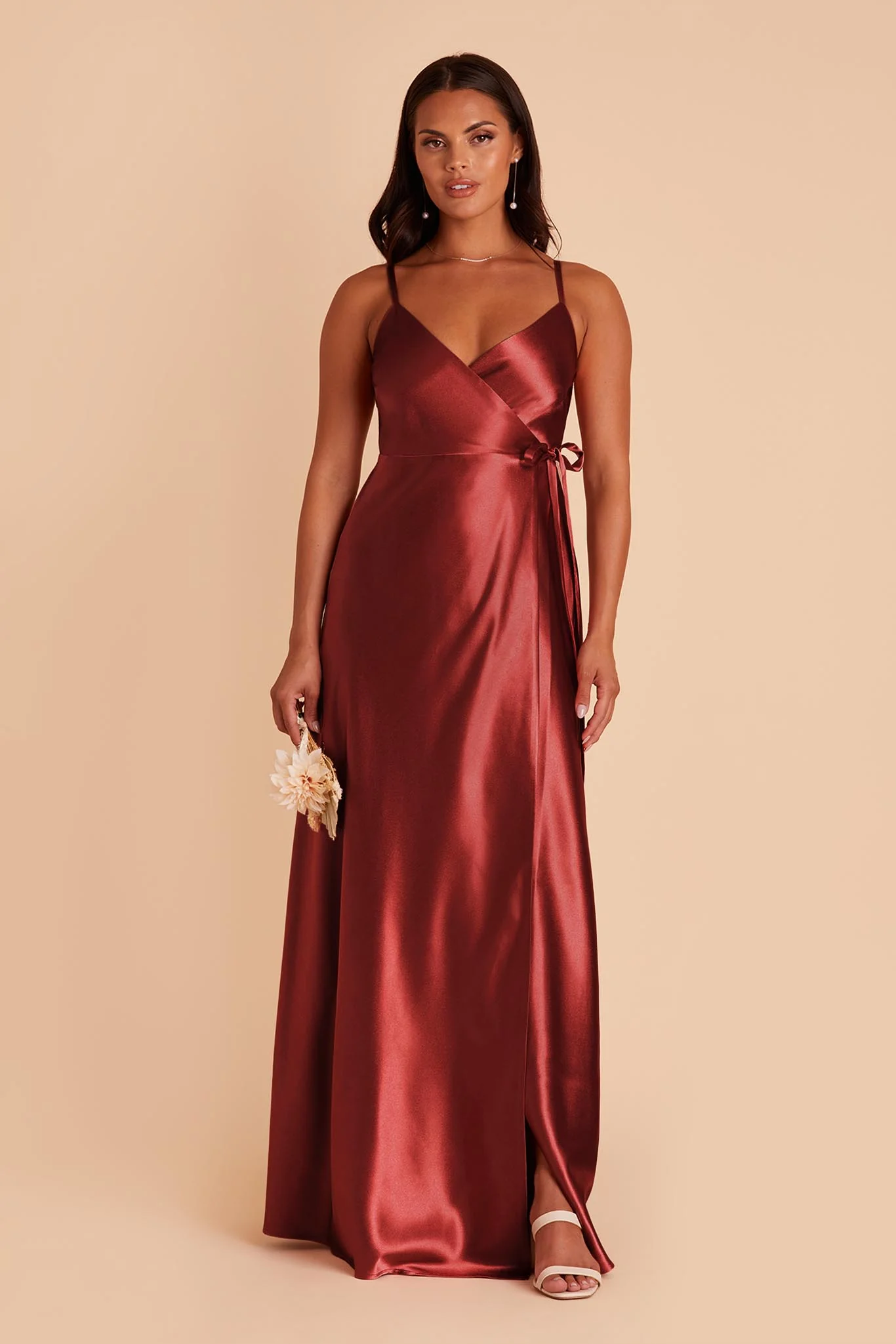 Cindy Shiny Satin Dress - Spice - necksoother