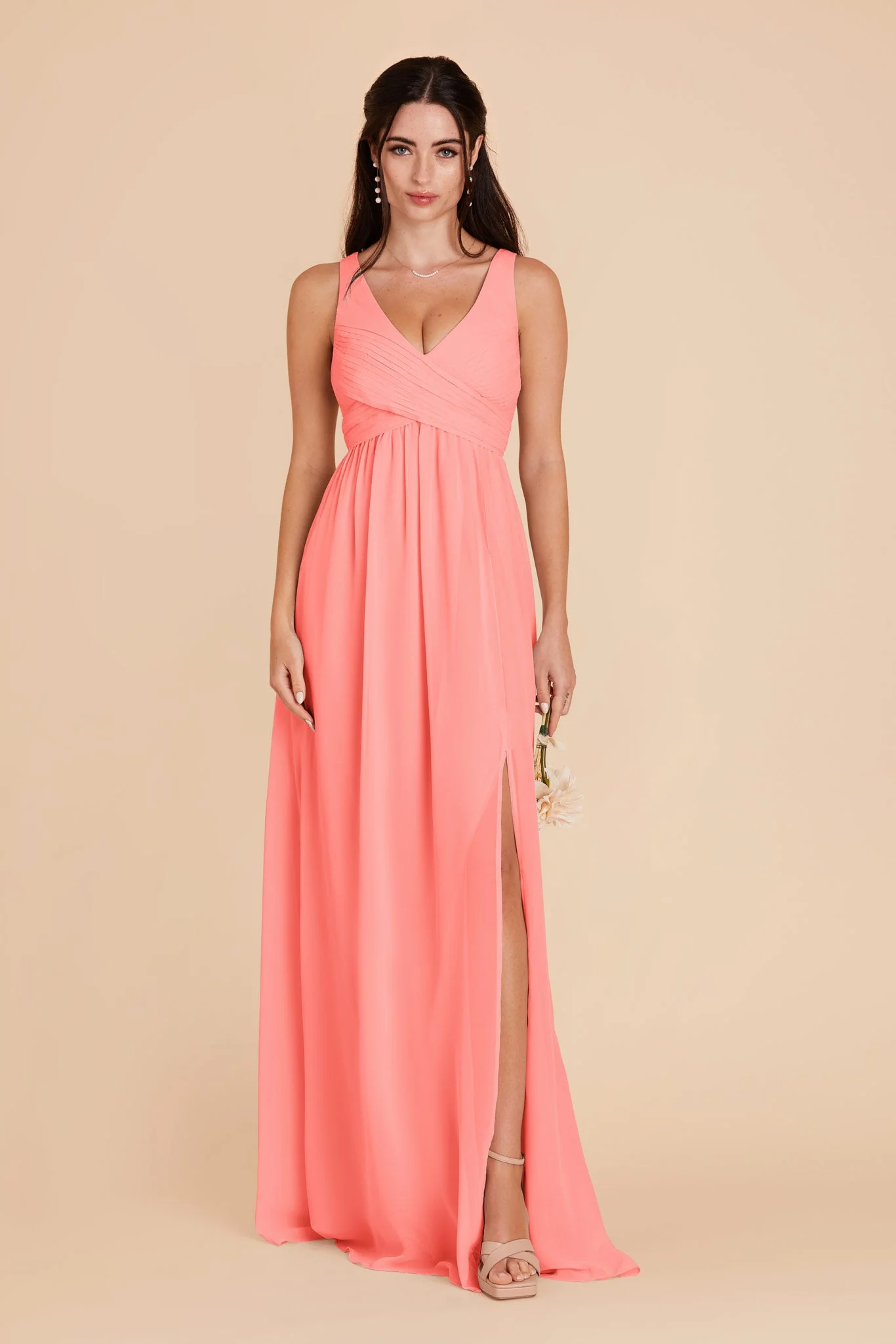 Laurie Empire Dress - Coral Pink - necksoother