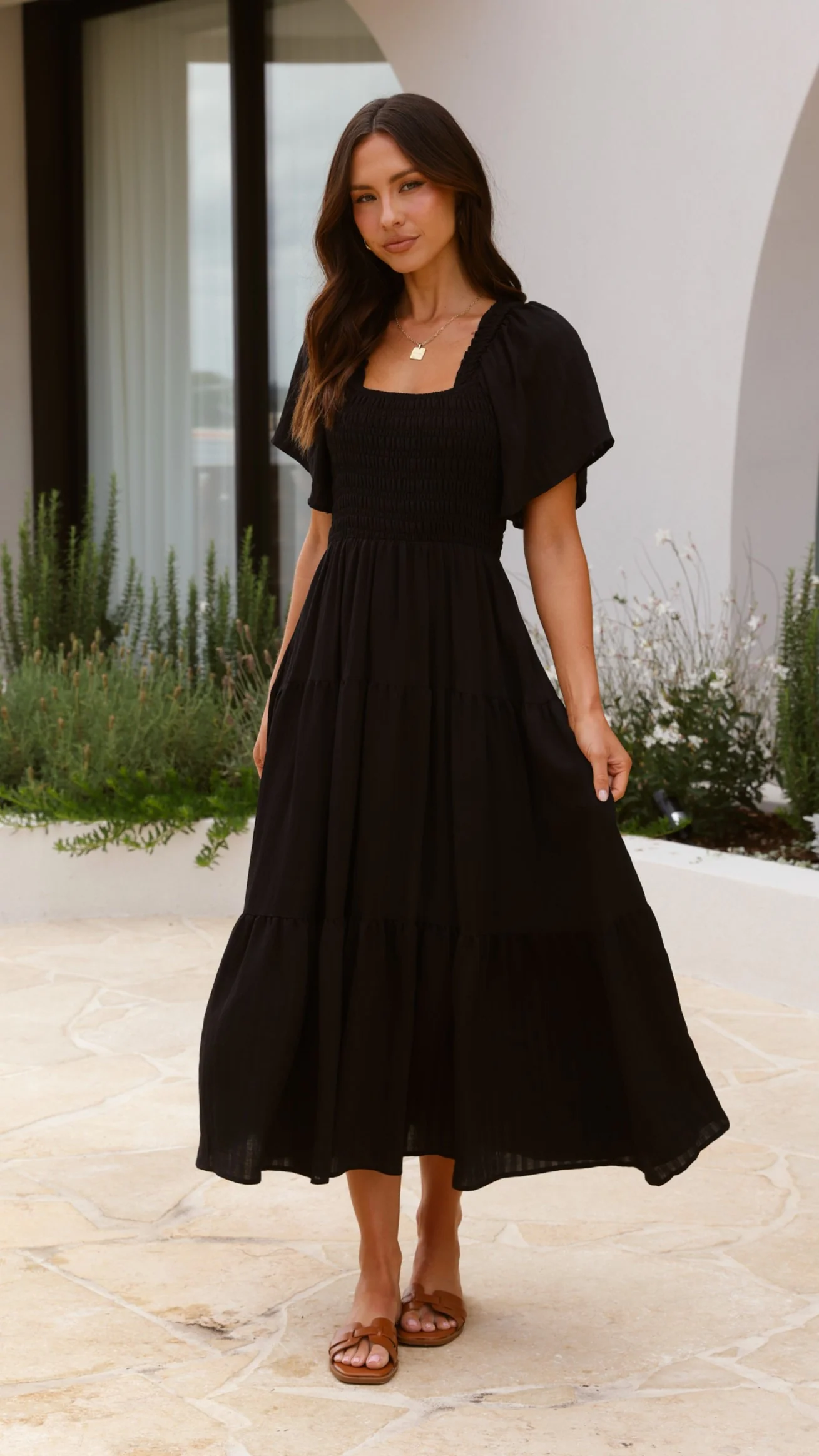 Lainey Midi Dress - Black - necksoother