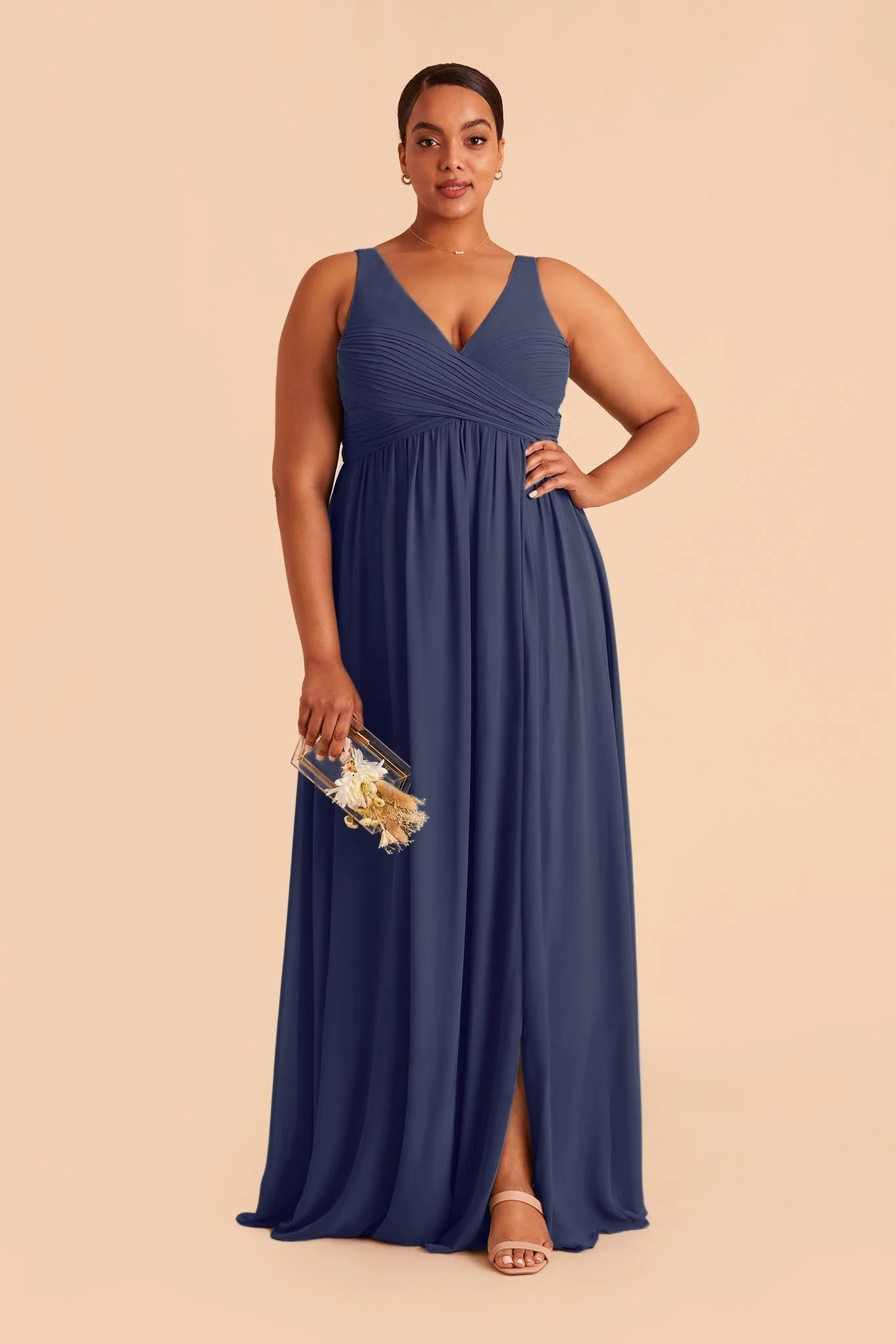 Laurie Empire Dress - Slate Blue - necksoother