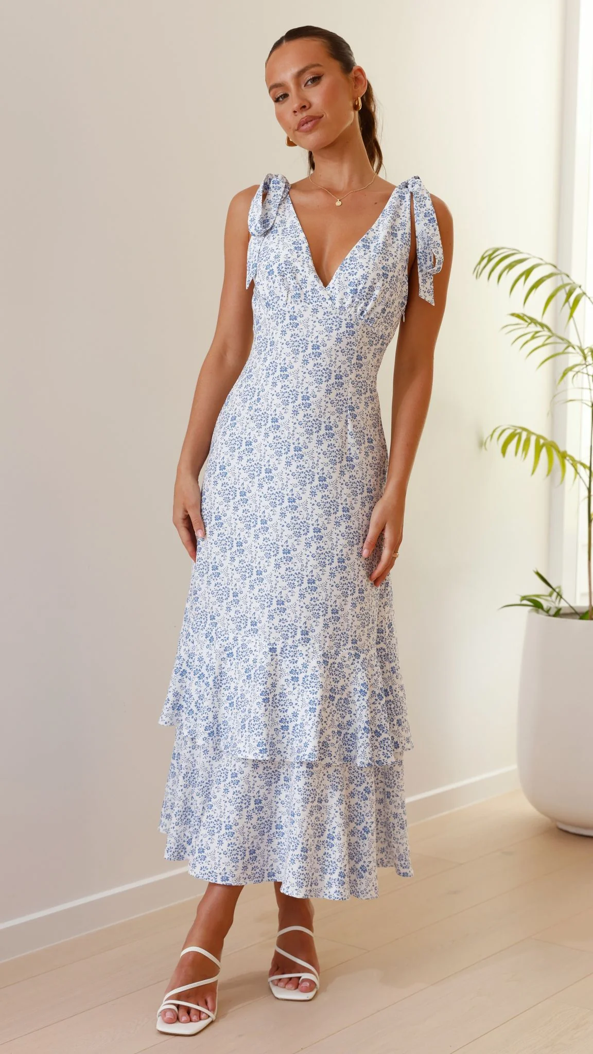 Idana Maxi Dress - Blue Floral - necksoother
