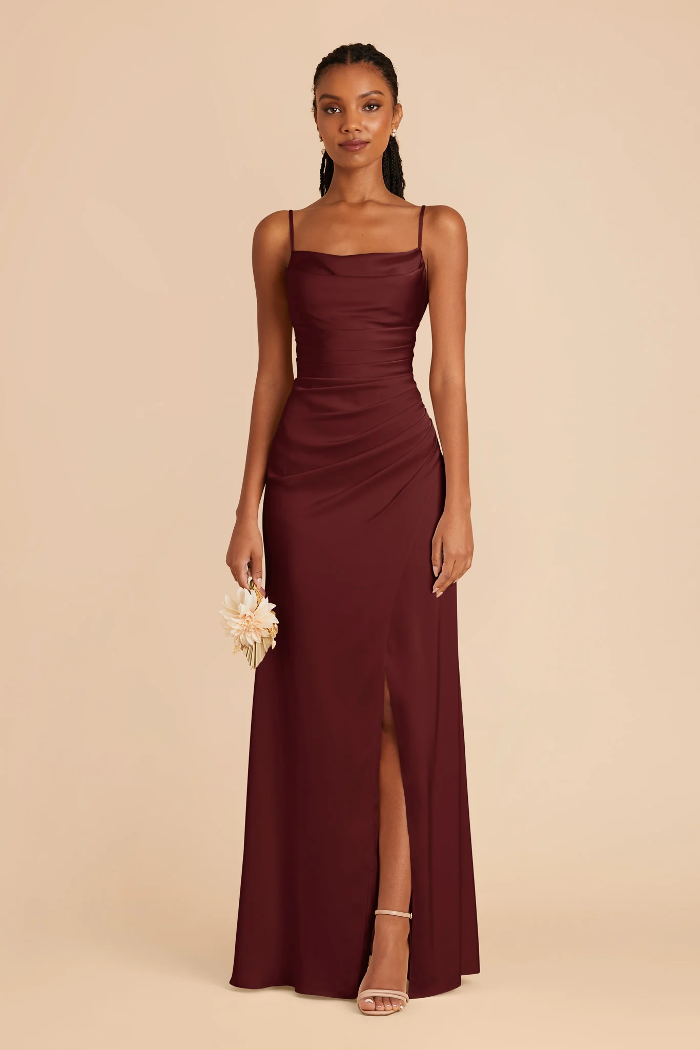 Lydia Matte Satin Dress - Cabernet - necksoother