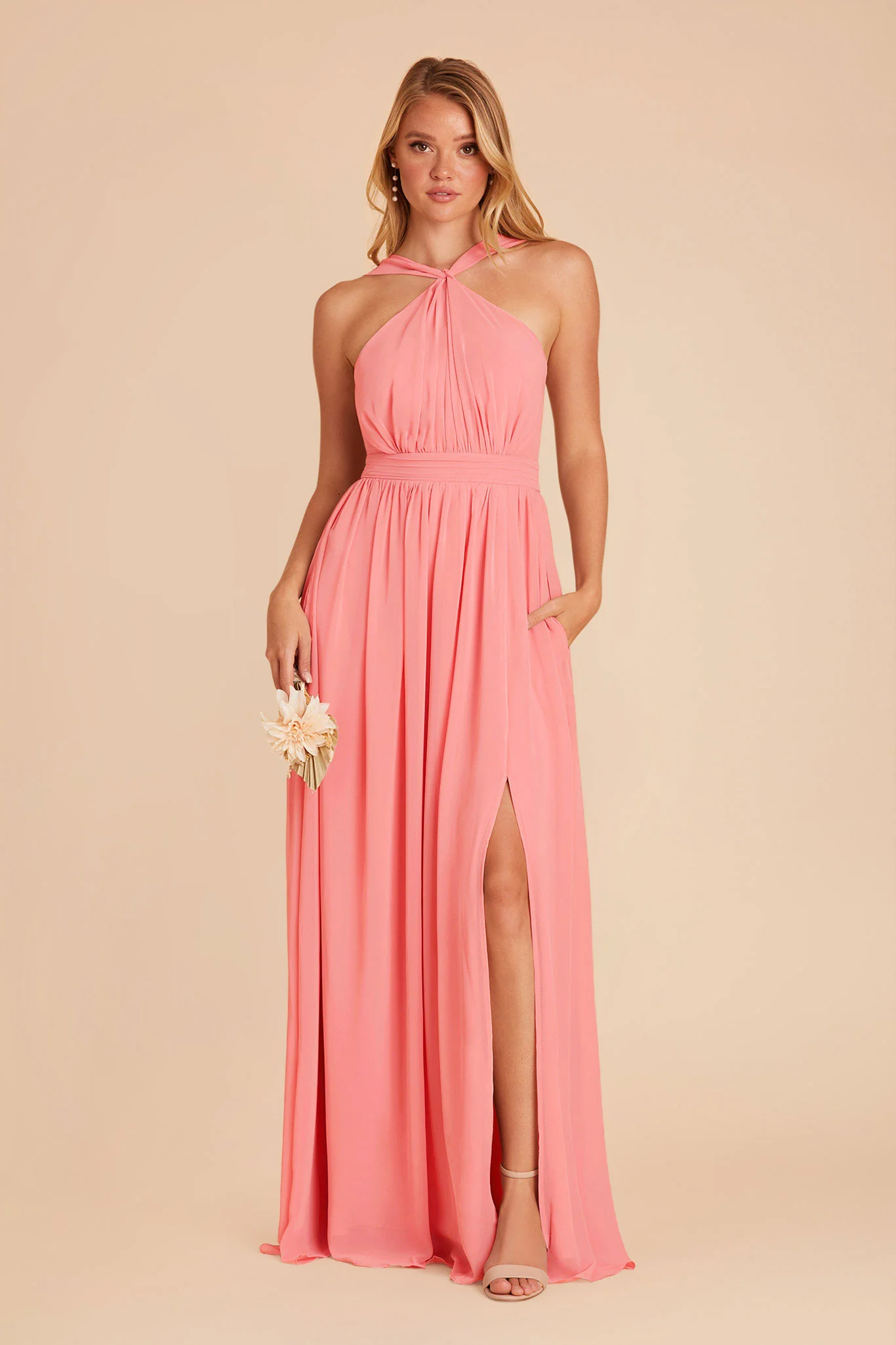 Kiko Chiffon Dress - Coral Pink - necksoother