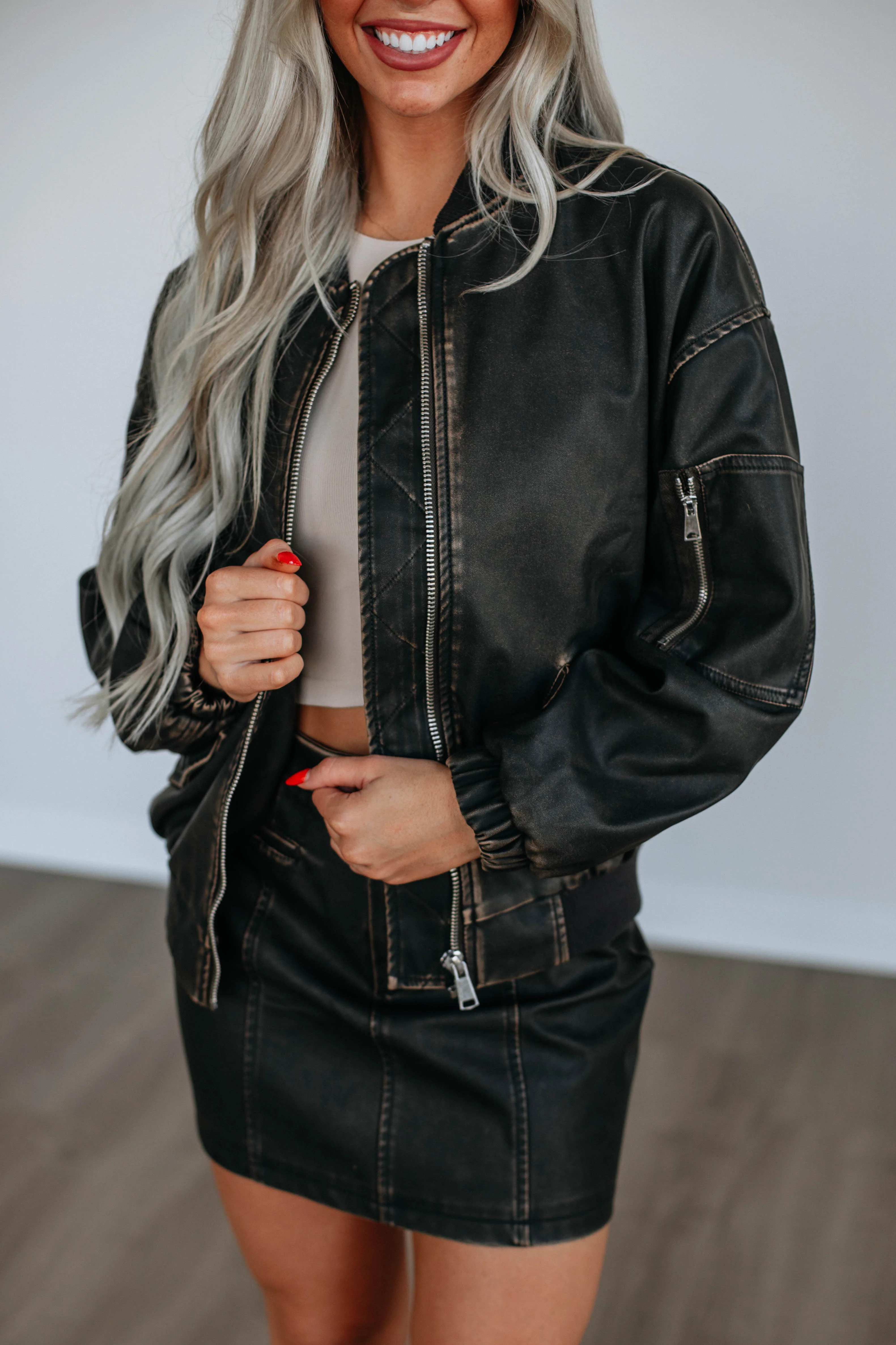 Jacelyn Leather Bomber Jacket - necksoother