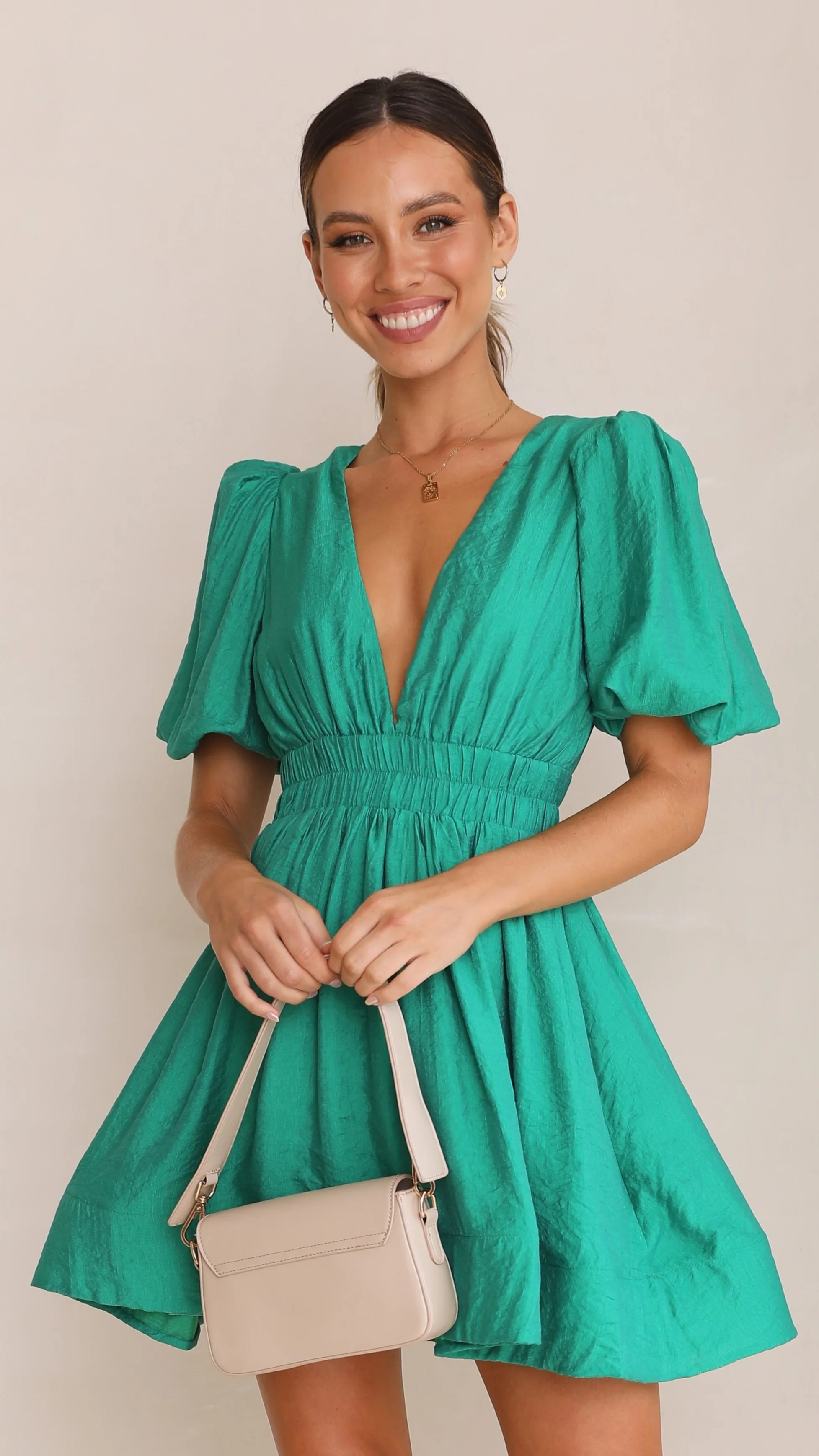 Erin Mini Dress - Emerald - necksoother