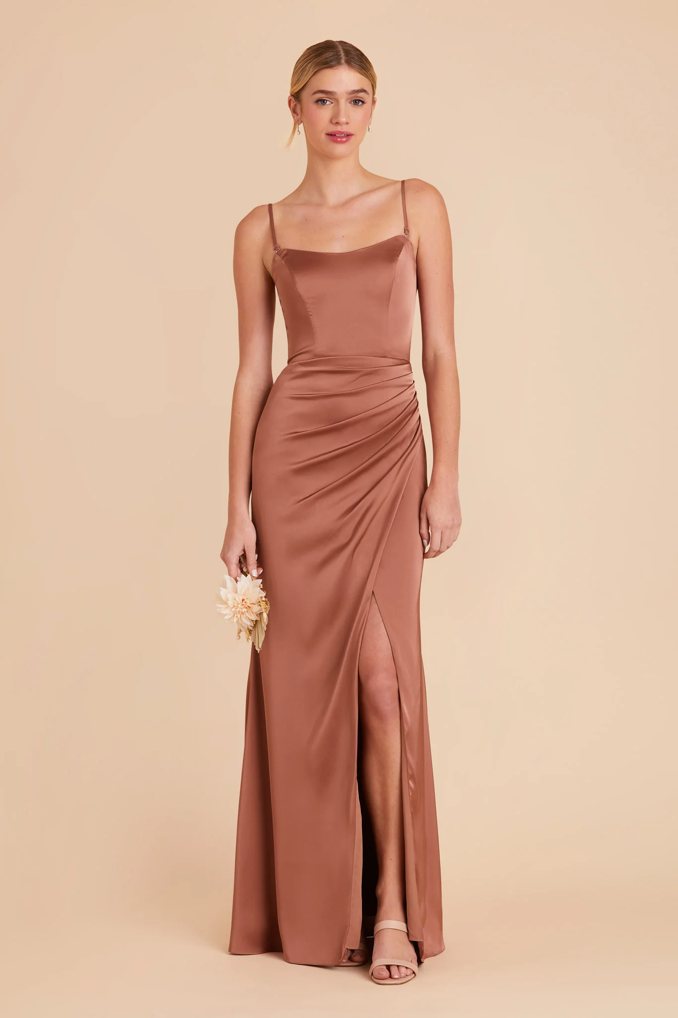 Anne Matte Satin Dress - Desert Rose - necksoother