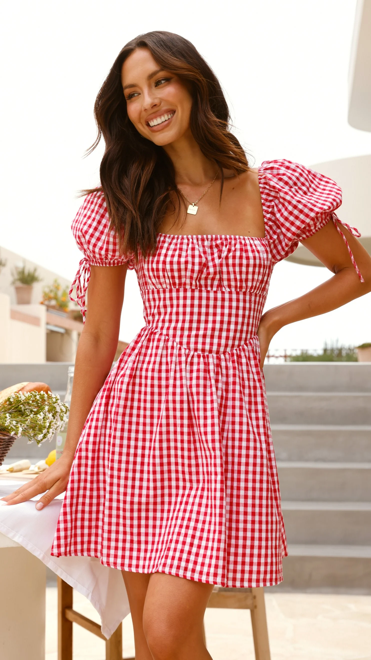 Takashi Mini Dress - Picnic Red - necksoother