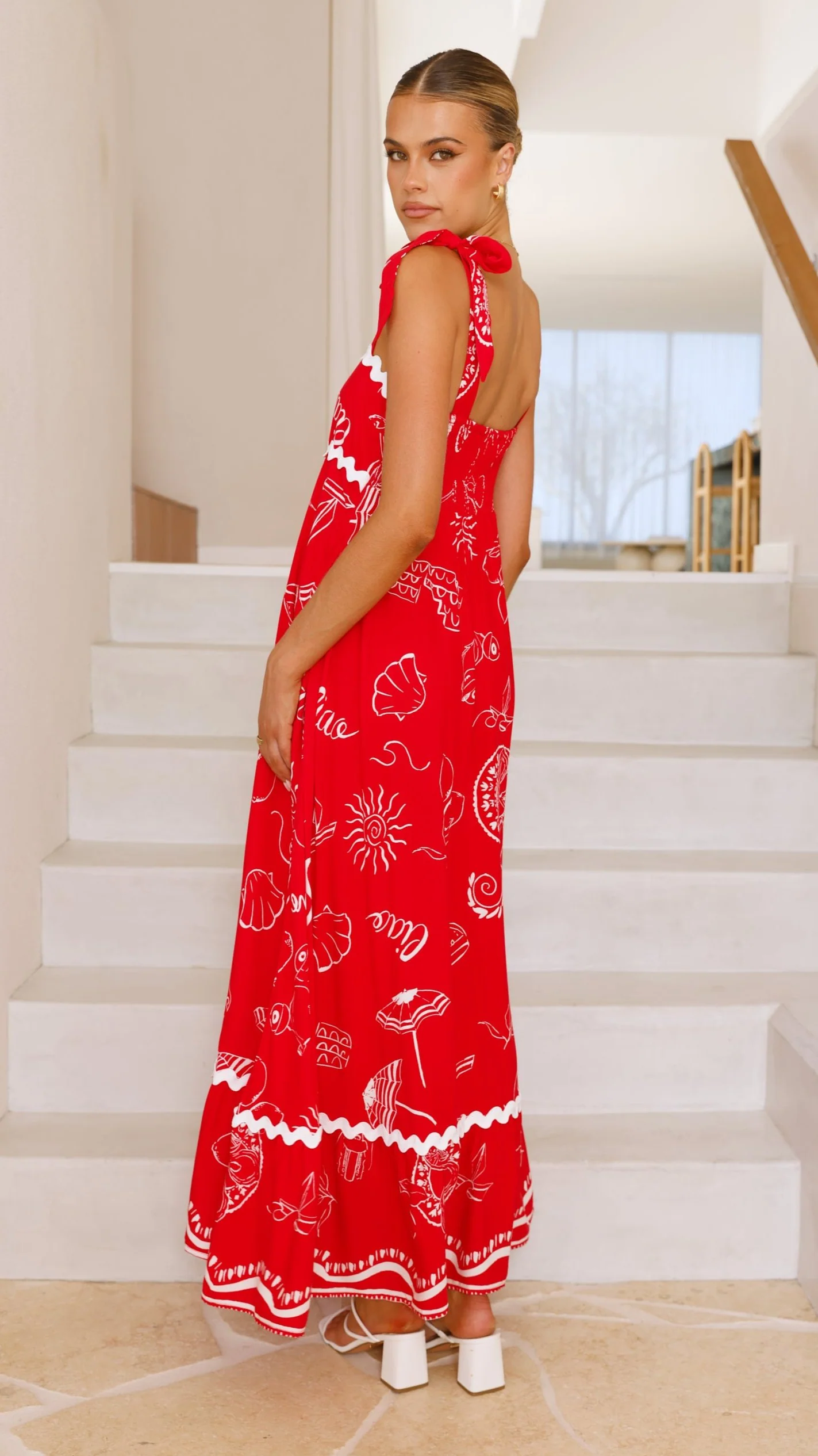 Birkley Maxi Dress - Red Print - necksoother