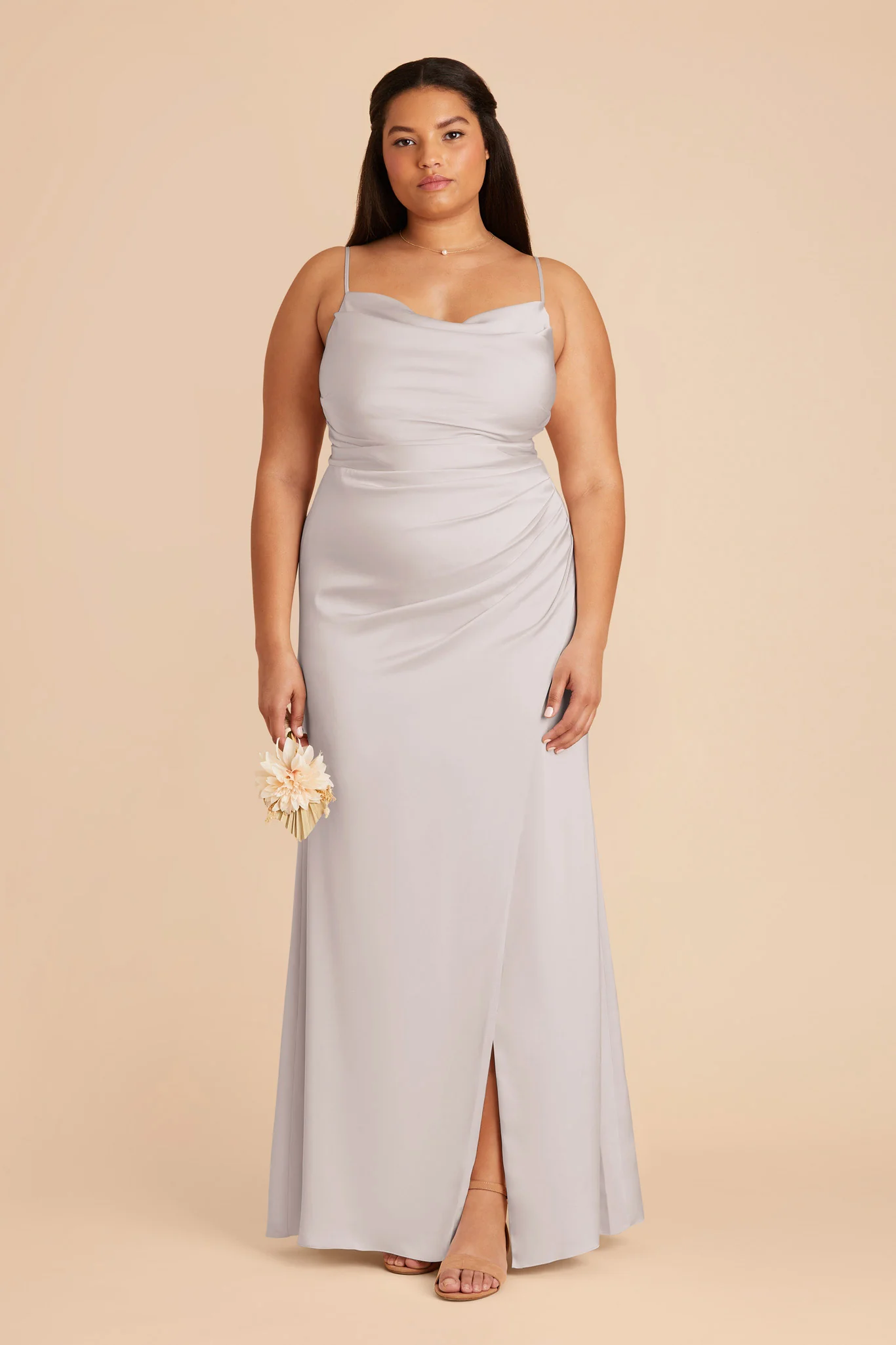 Lydia Matte Satin Dress - Platinum - necksoother