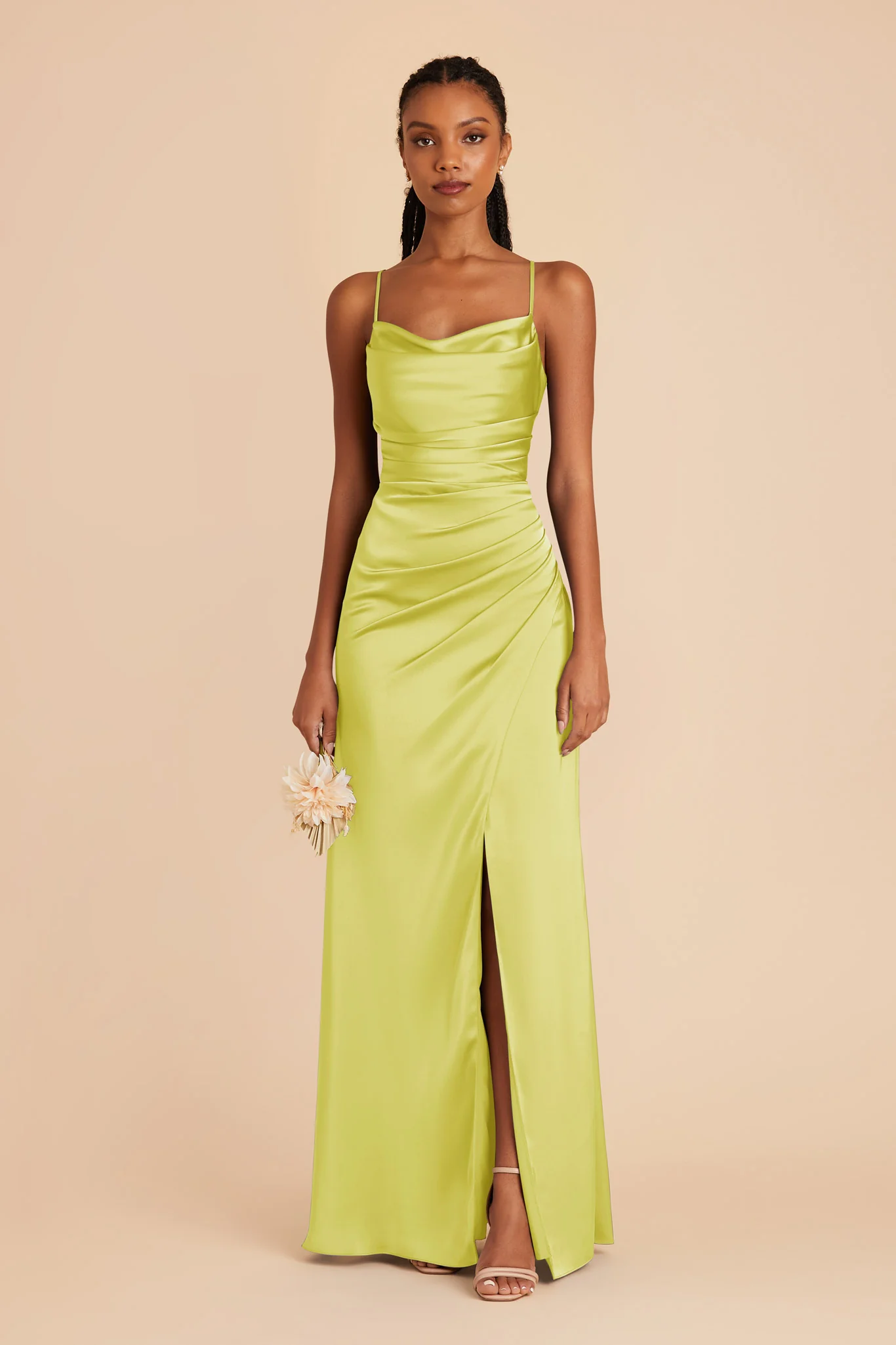 Lydia Matte Satin Dress - Chartreuse - necksoother