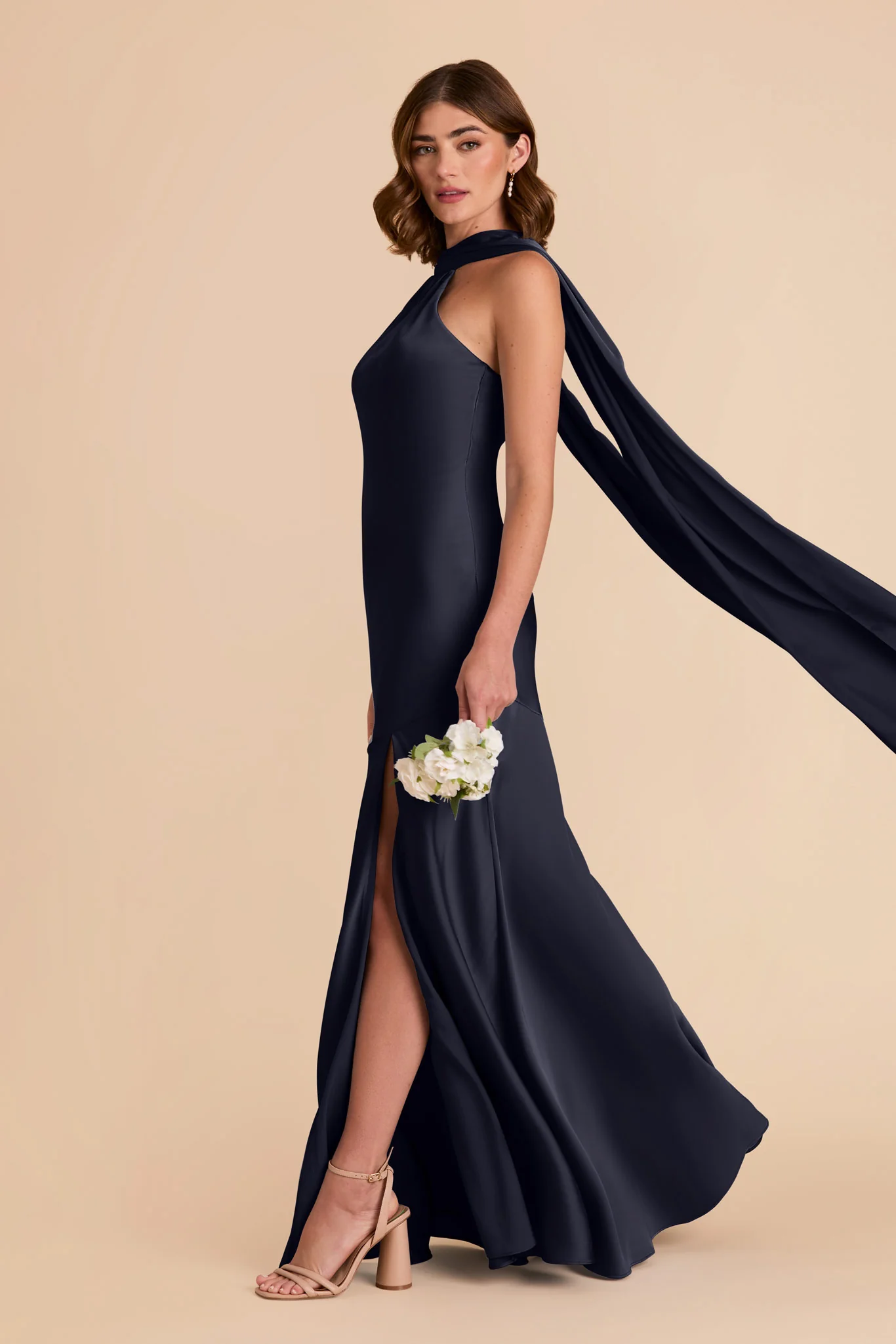 Eileen Matte Satin Dress - Navy - necksoother