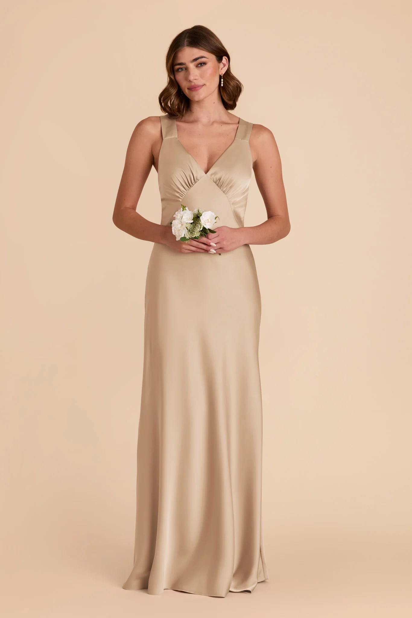 Veronica Matte Satin Dress - Gold - necksoother