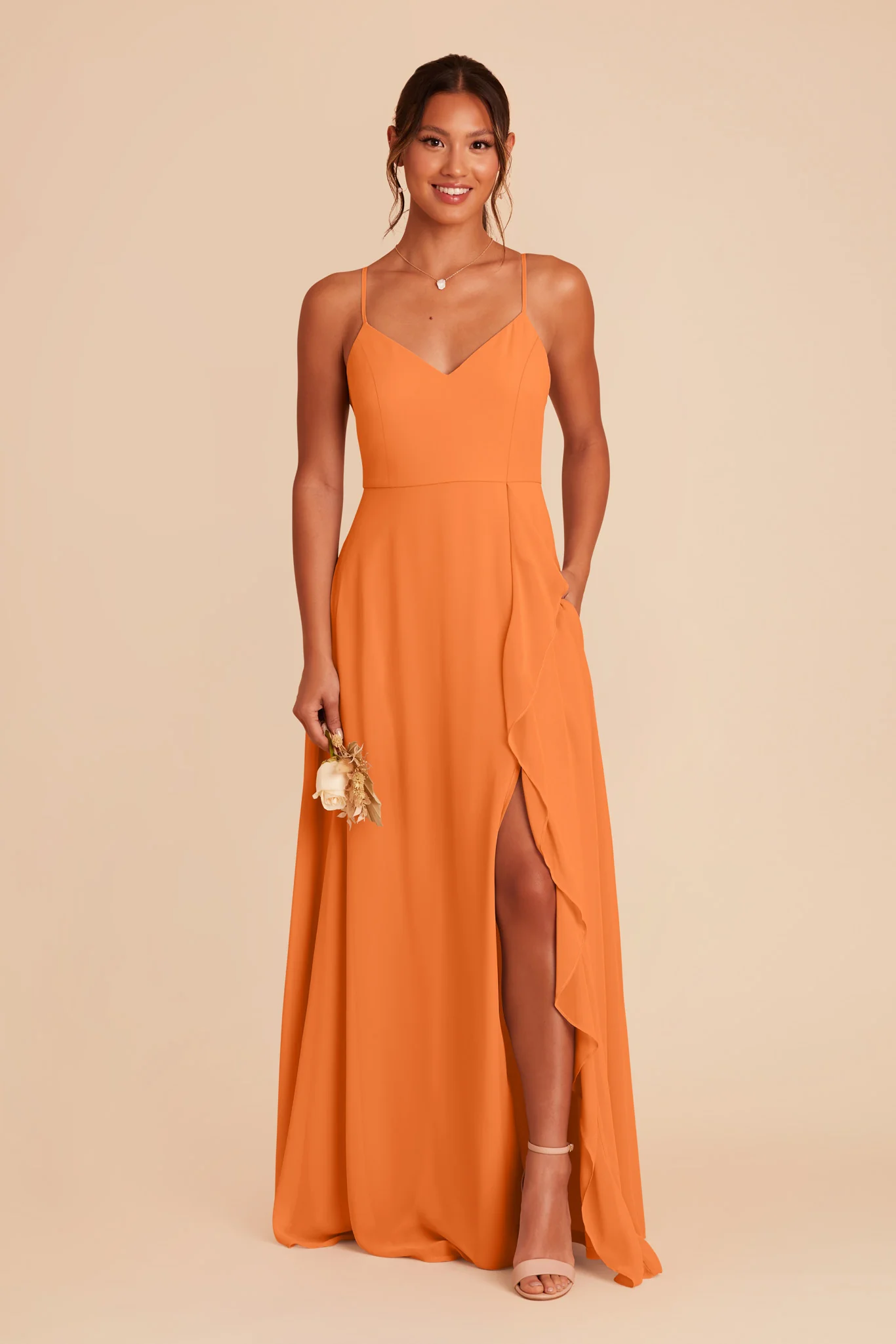 Theresa Chiffon Dress - Apricot - necksoother
