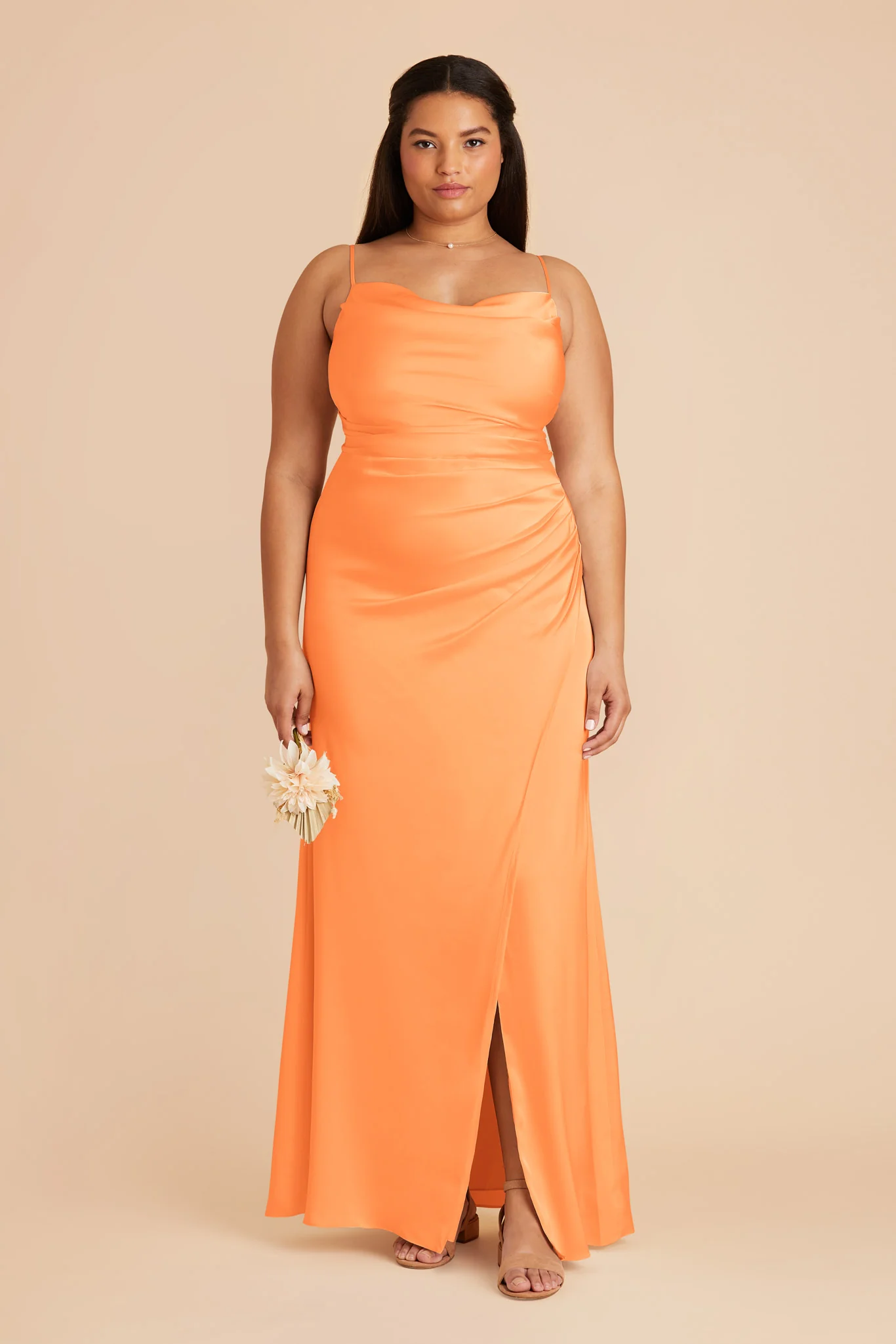 Lydia Matte Satin Dress - Apricot - necksoother