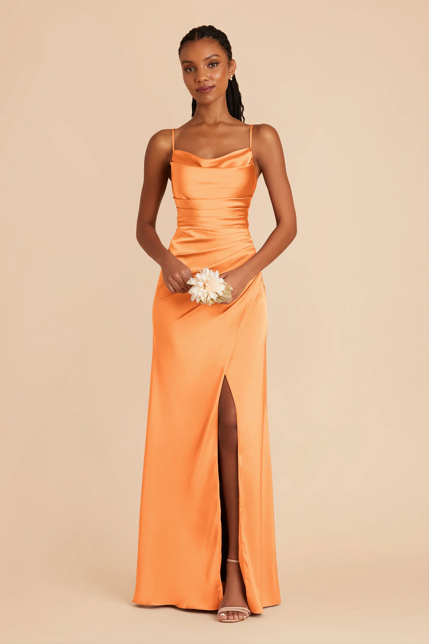 Lydia Matte Satin Dress - Apricot - necksoother