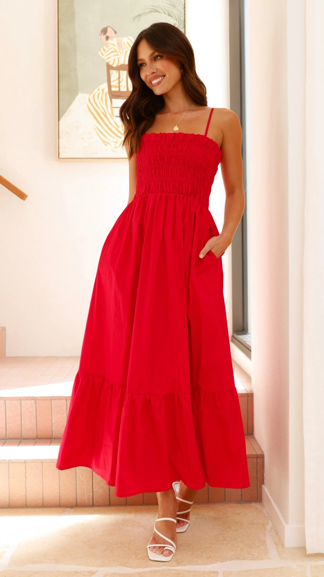 Olivera Maxi Dress - Red - necksoother