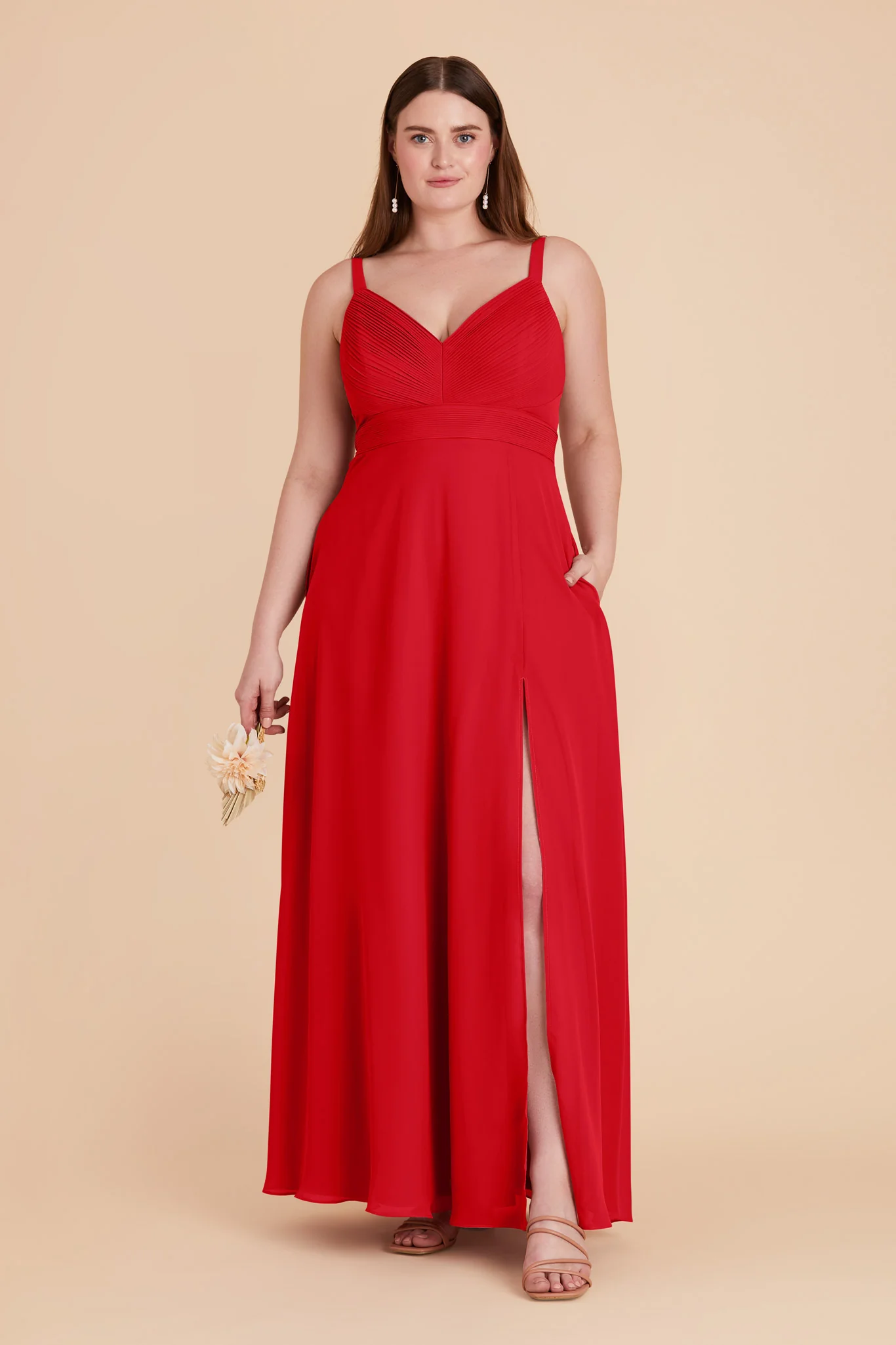 Deborah Chiffon Dress - Ruby Red - necksoother