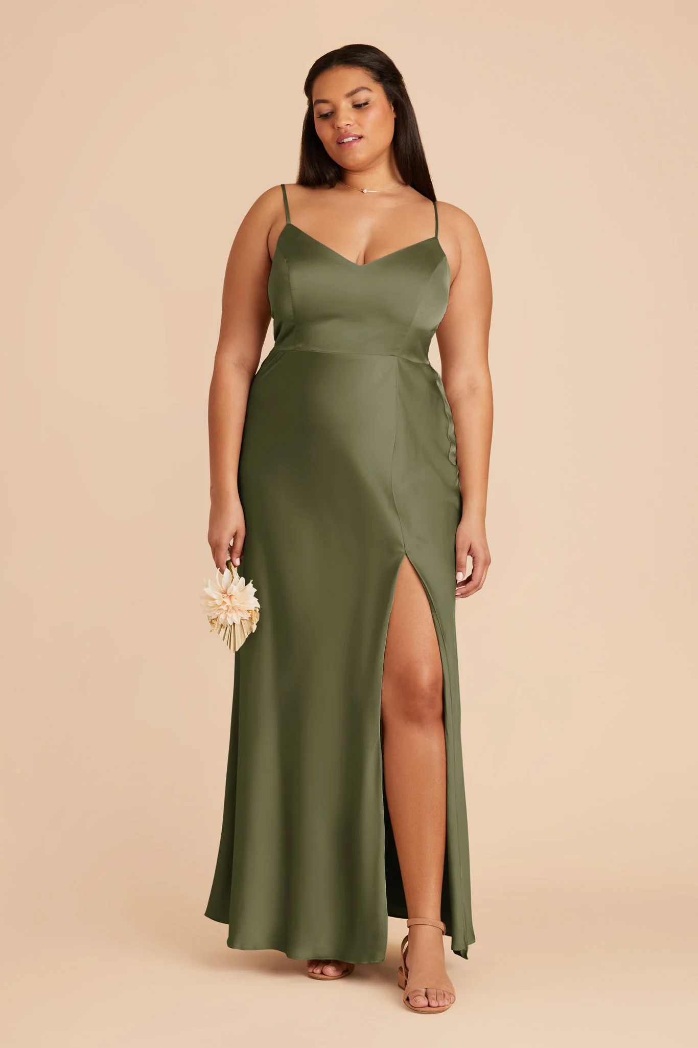 Jay Matte Satin Dress - Olive - necksoother