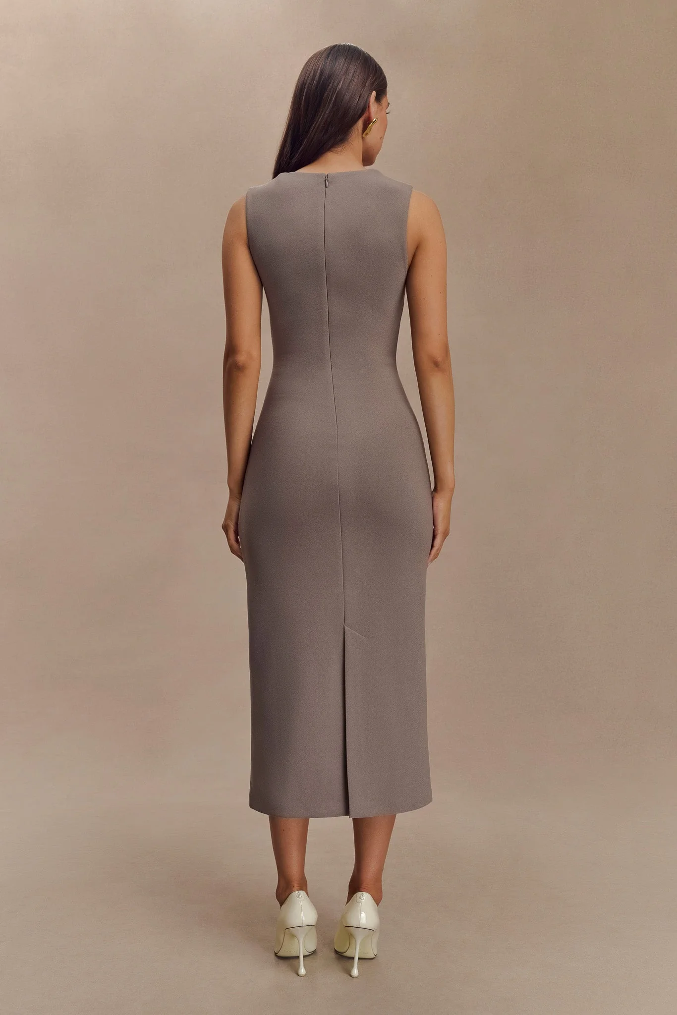 Frida Crepe Midi Dress - Smoke - necksoother