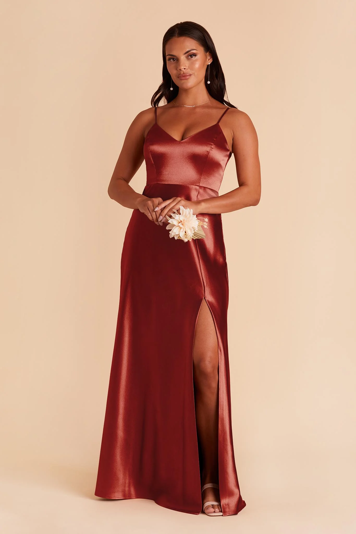 Jay Shiny Satin Dress - Spice - necksoother