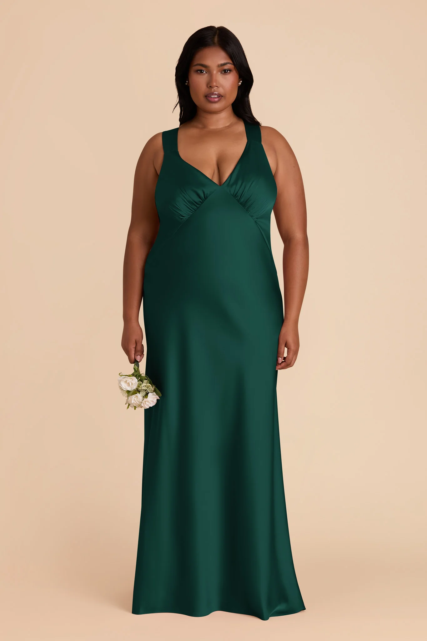 Veronica Matte Satin Dress - Emerald - necksoother